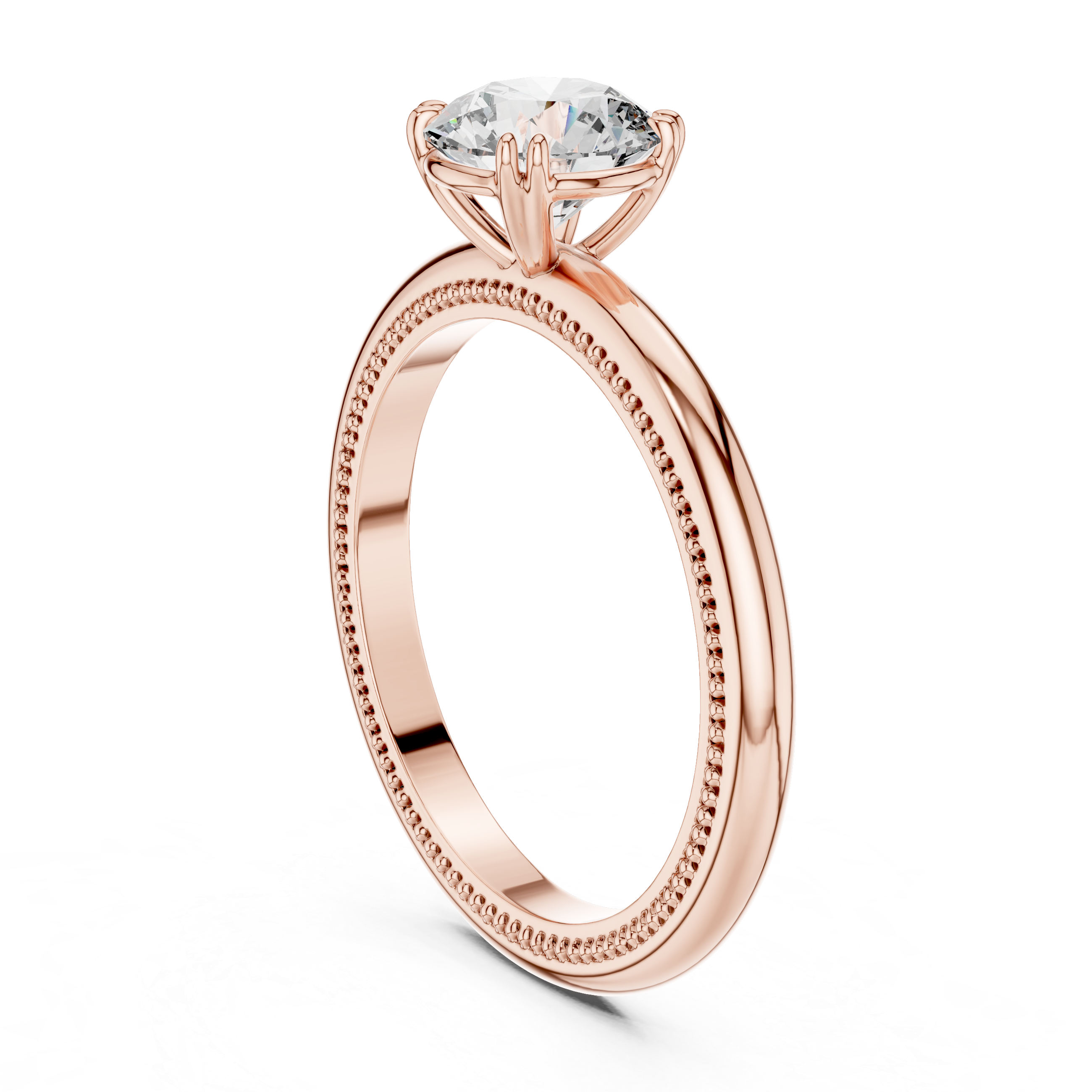 Vintage Inspired Round Brilliant Milgrain Solitaire Ring