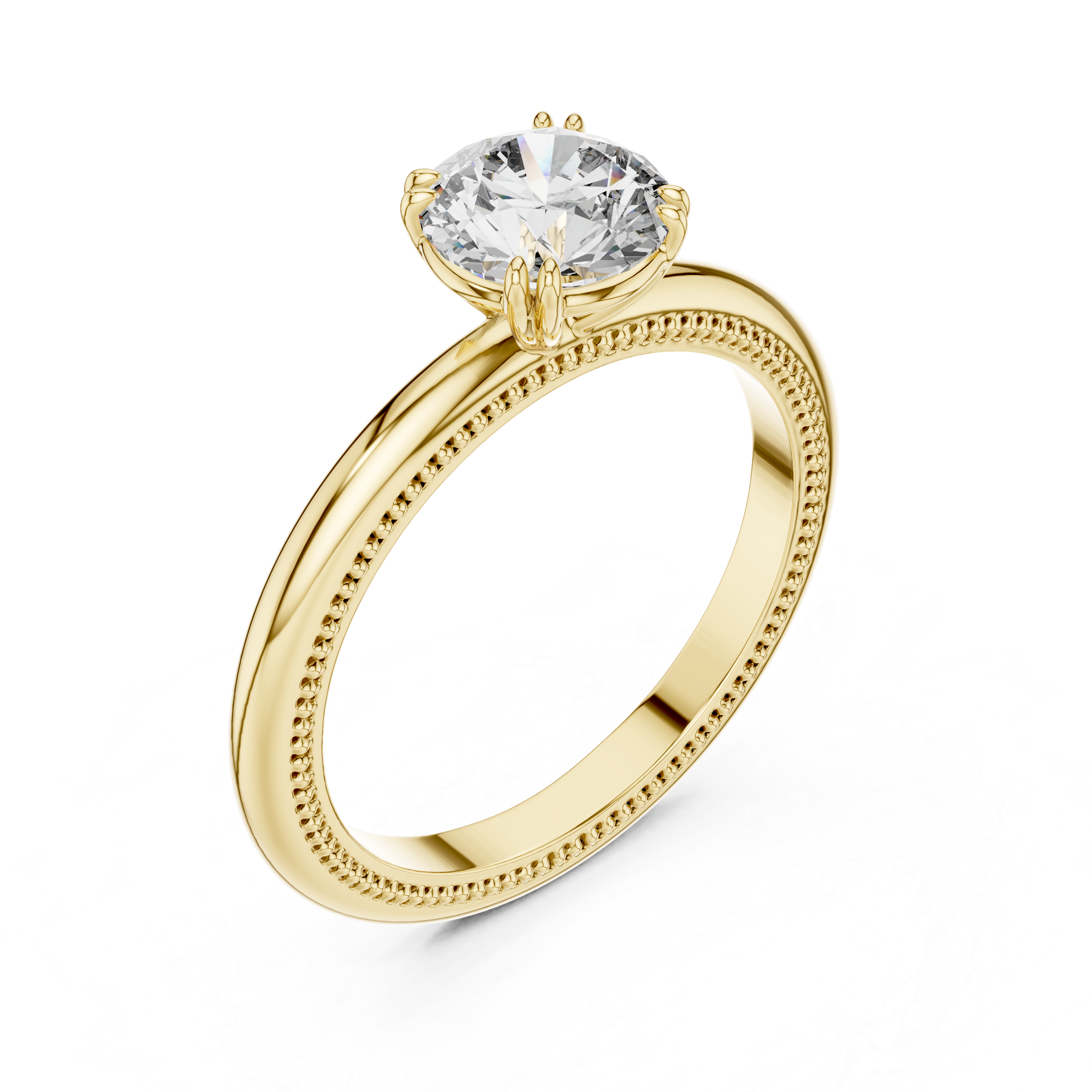 Vintage Inspired Round Brilliant Milgrain Solitaire Ring