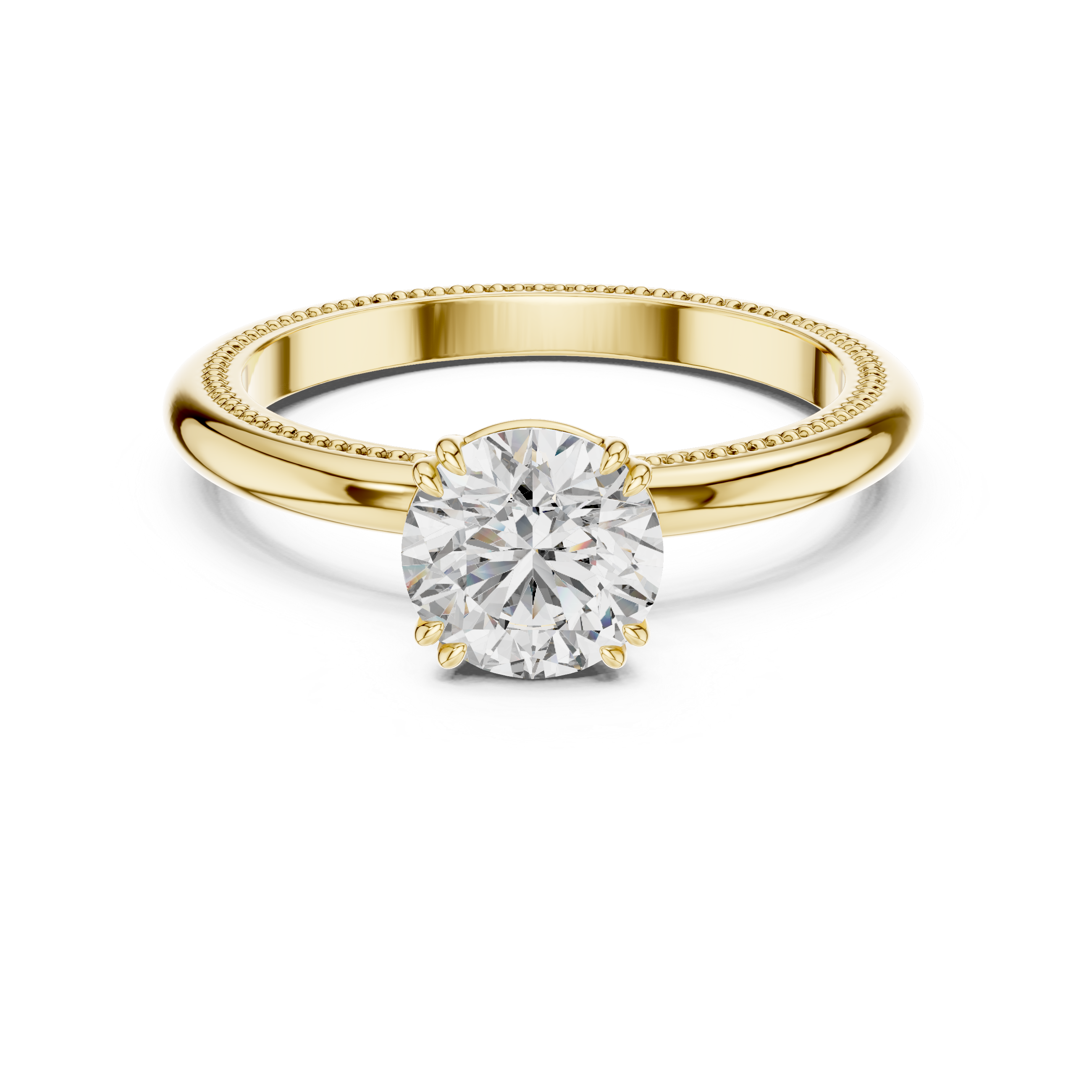 Vintage Inspired Round Brilliant Milgrain Solitaire Ring