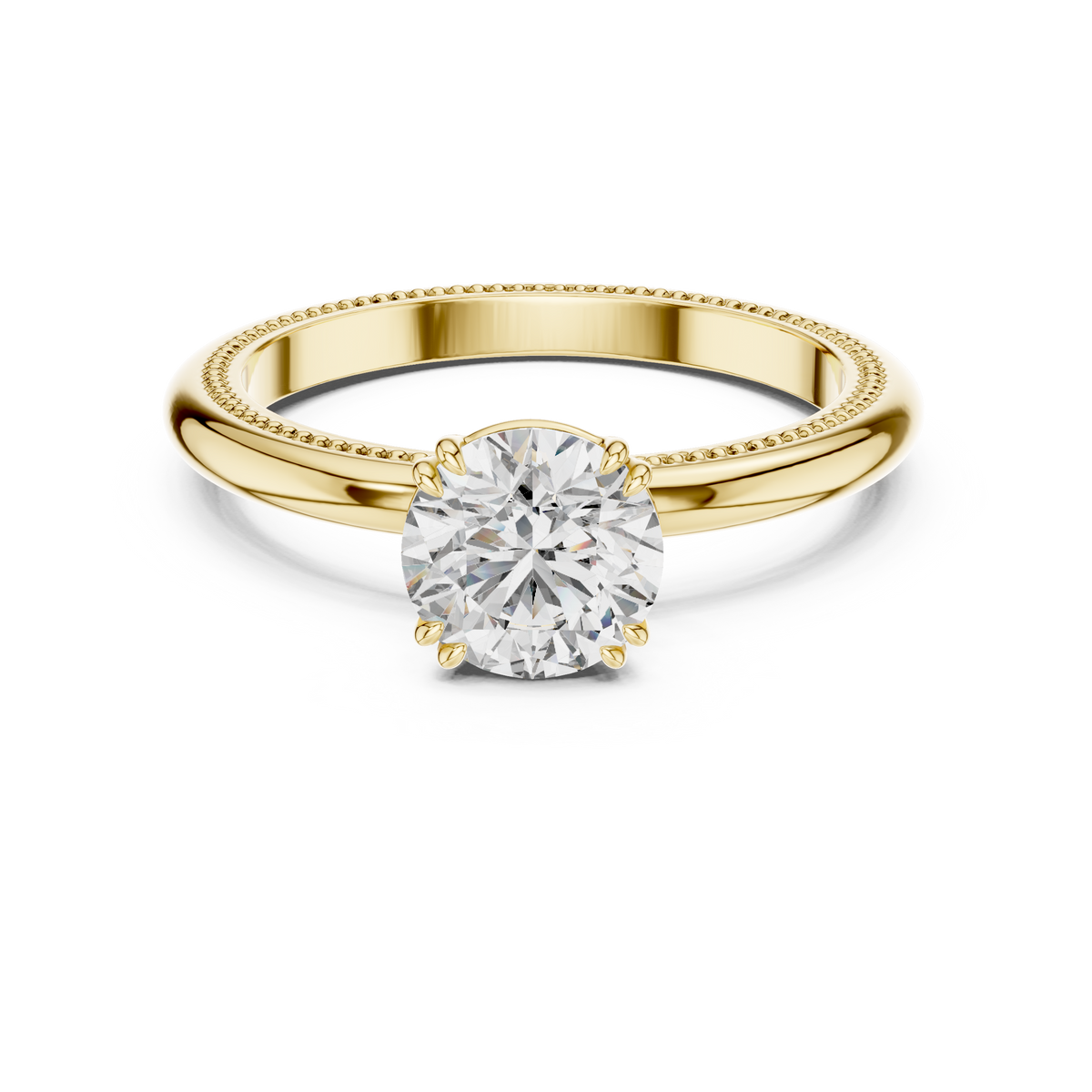 Vintage Inspired Round Brilliant Milgrain Solitaire Ring