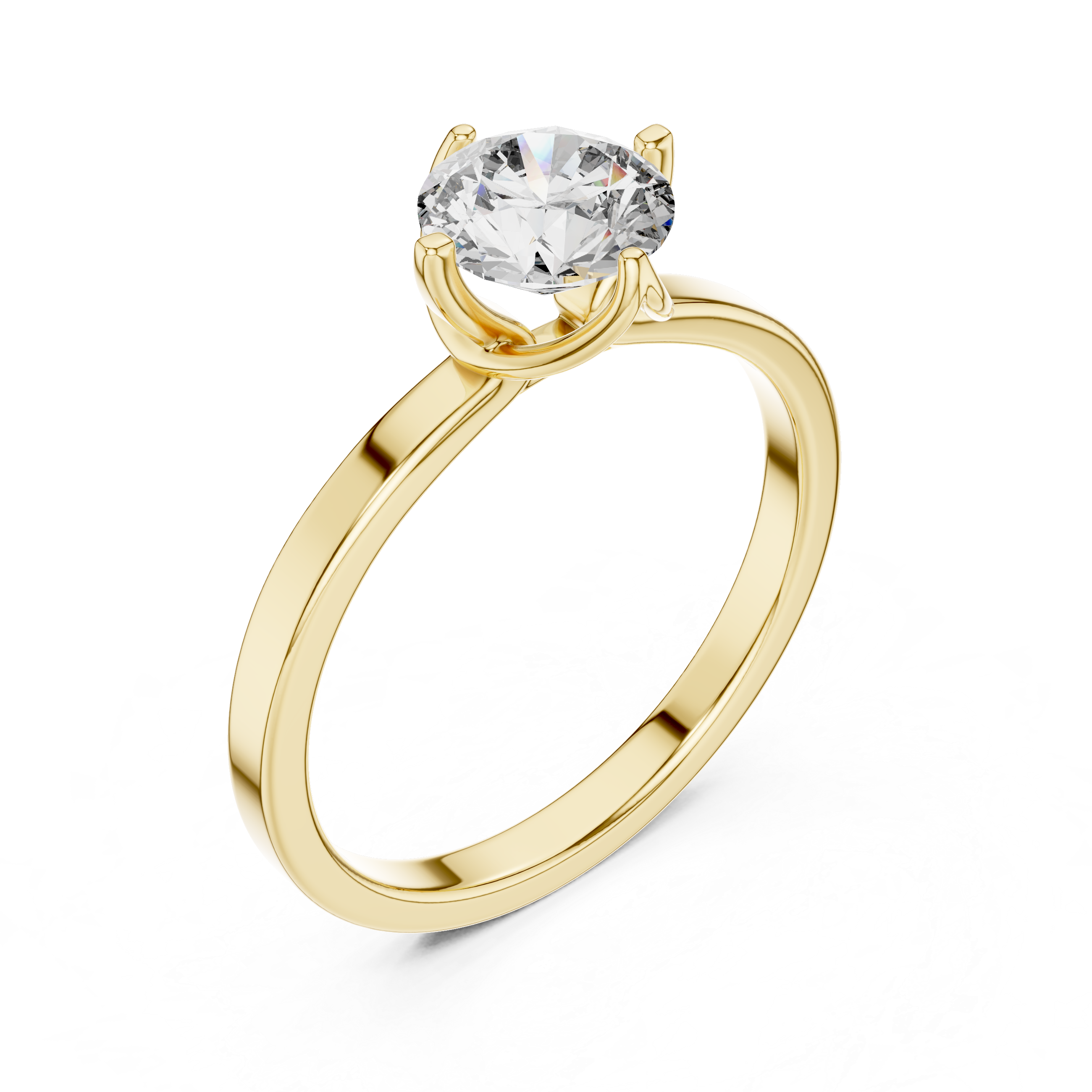 Round Brilliant Solitaire Diamond Ring With Arched Tulip Setting