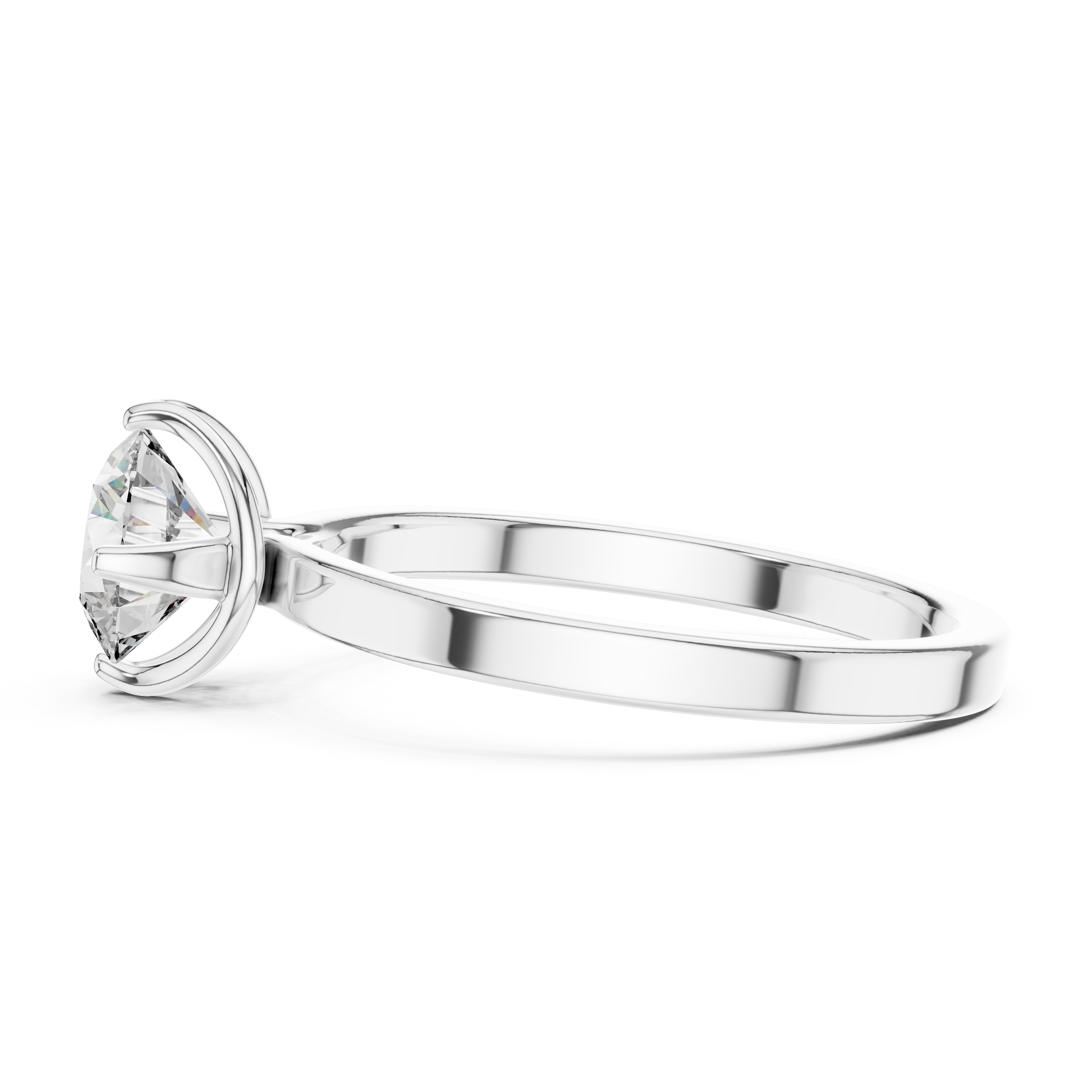Round Brilliant Solitaire Diamond Ring With Arched Tulip Setting