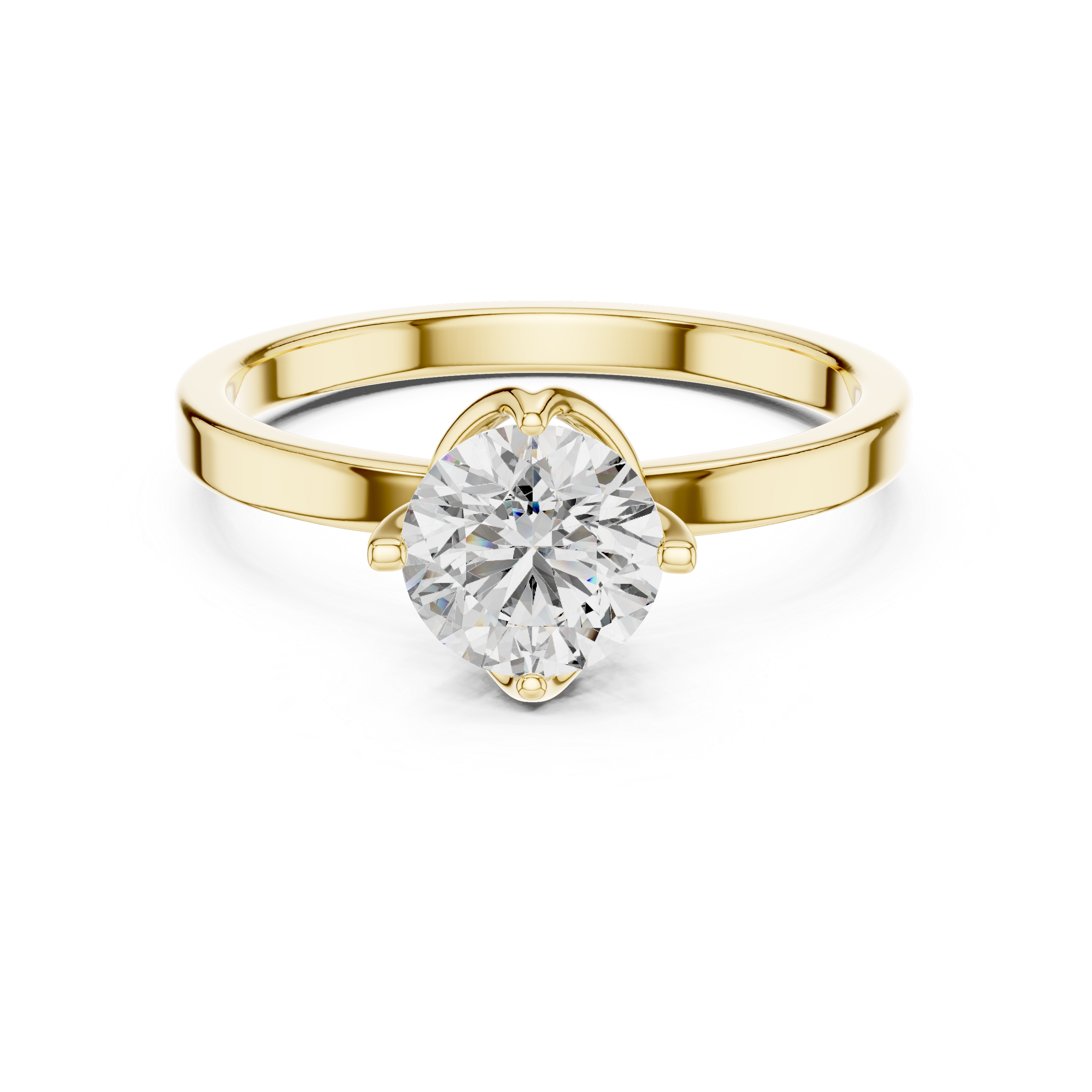 Round Brilliant Solitaire Diamond Ring With Arched Tulip Setting