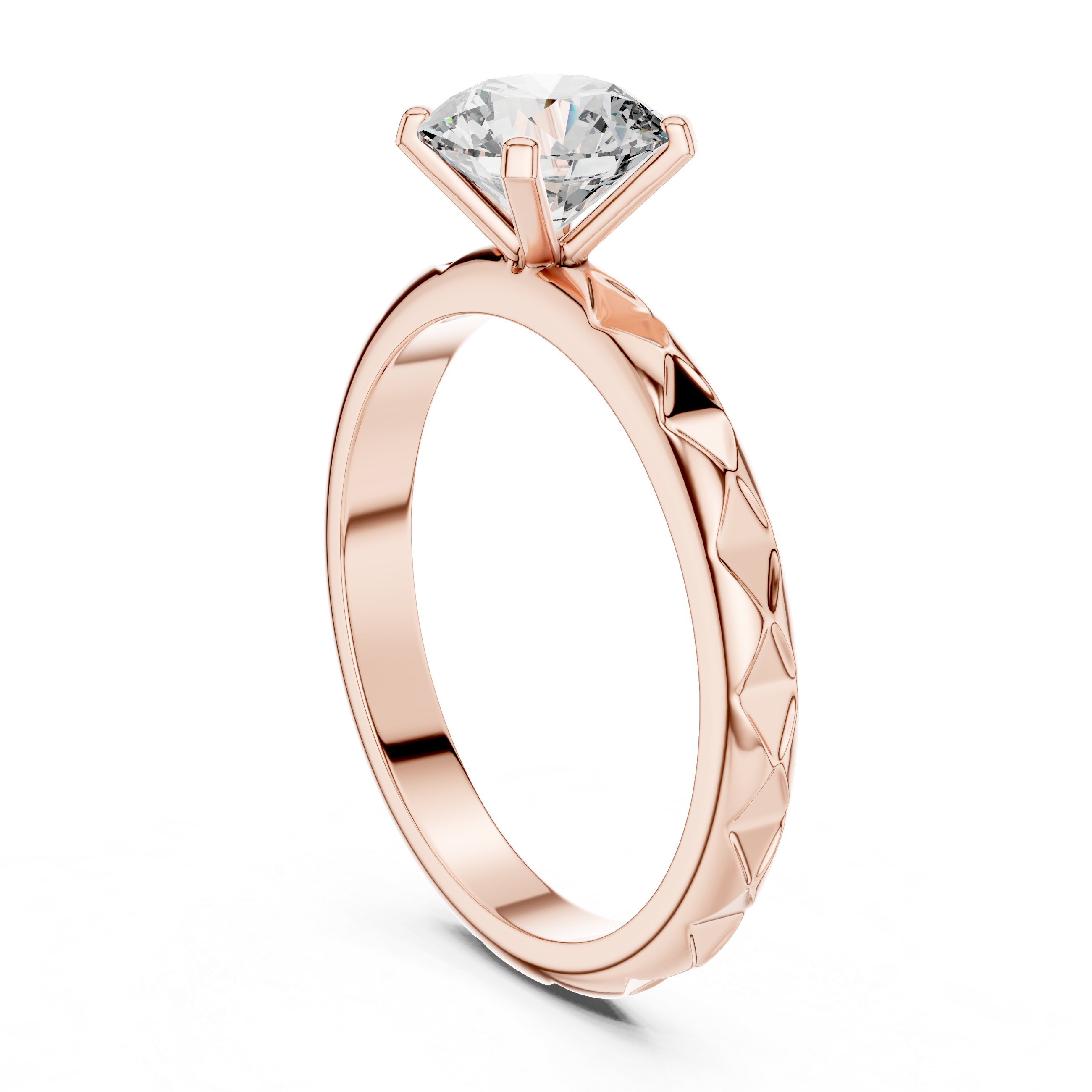 Round Brilliant Diamond Promise Ring With Geometric Band