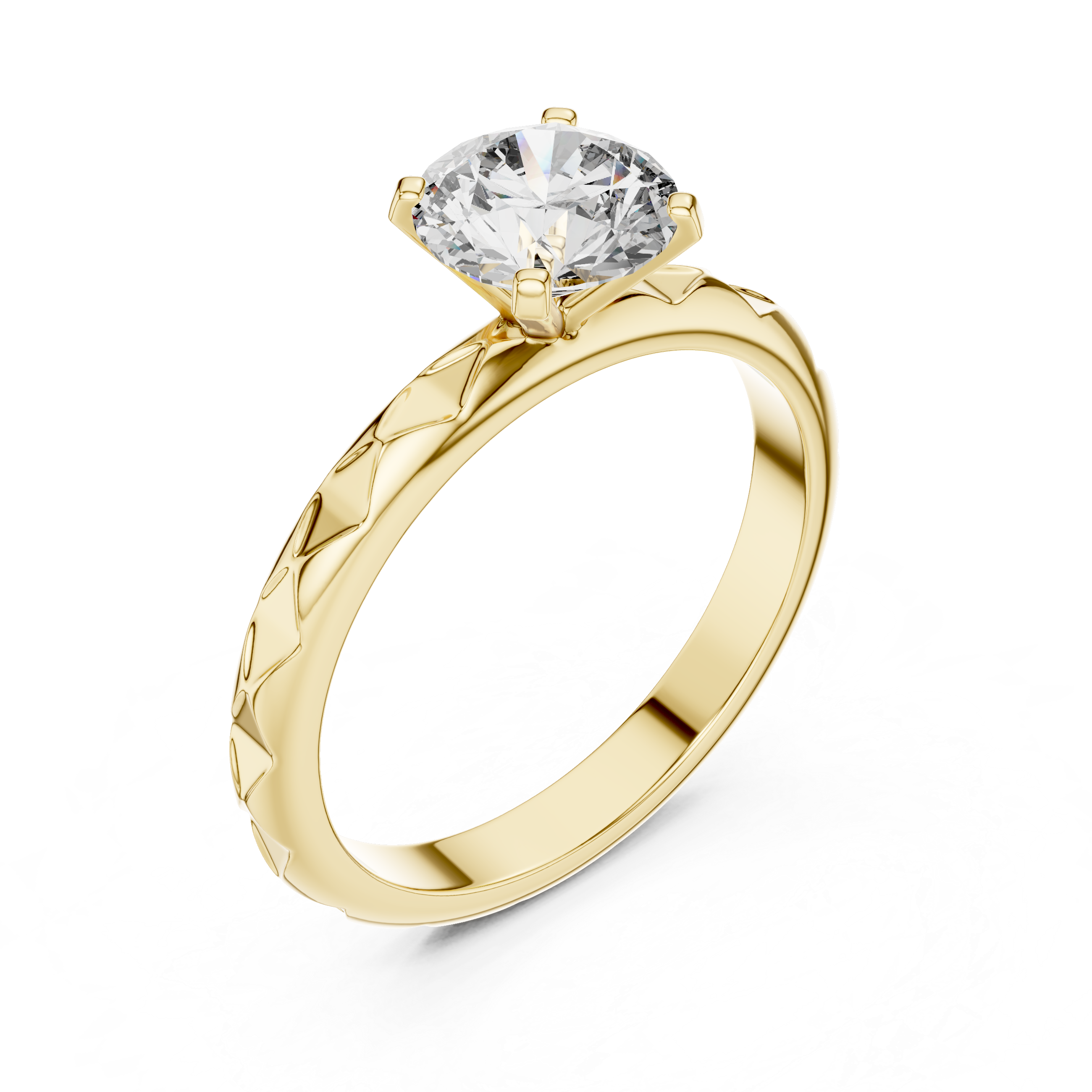 Round Brilliant Diamond Promise Ring With Geometric Band