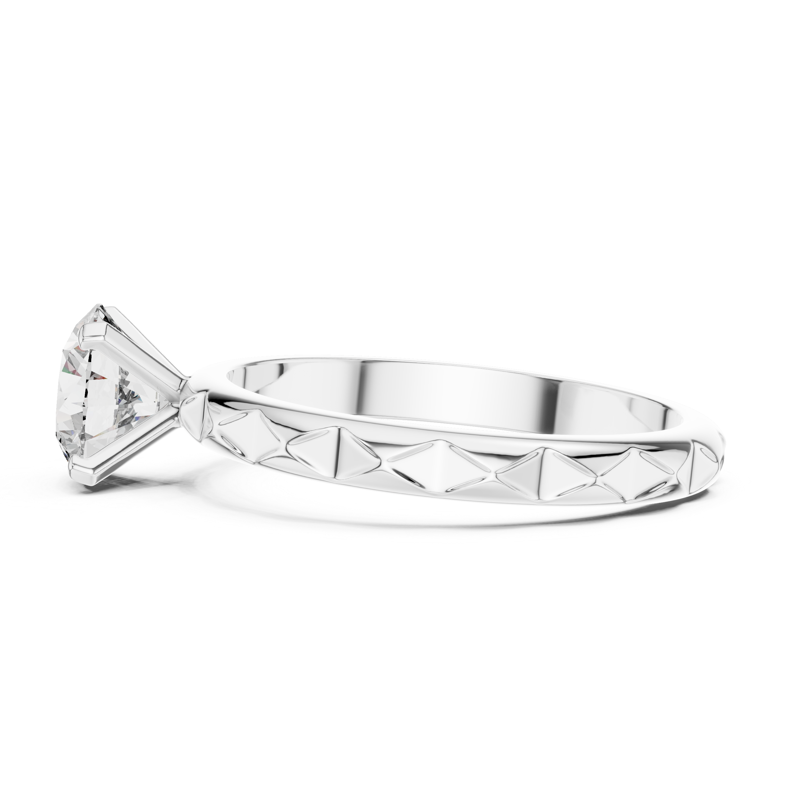 Round Brilliant Diamond Promise Ring With Geometric Band
