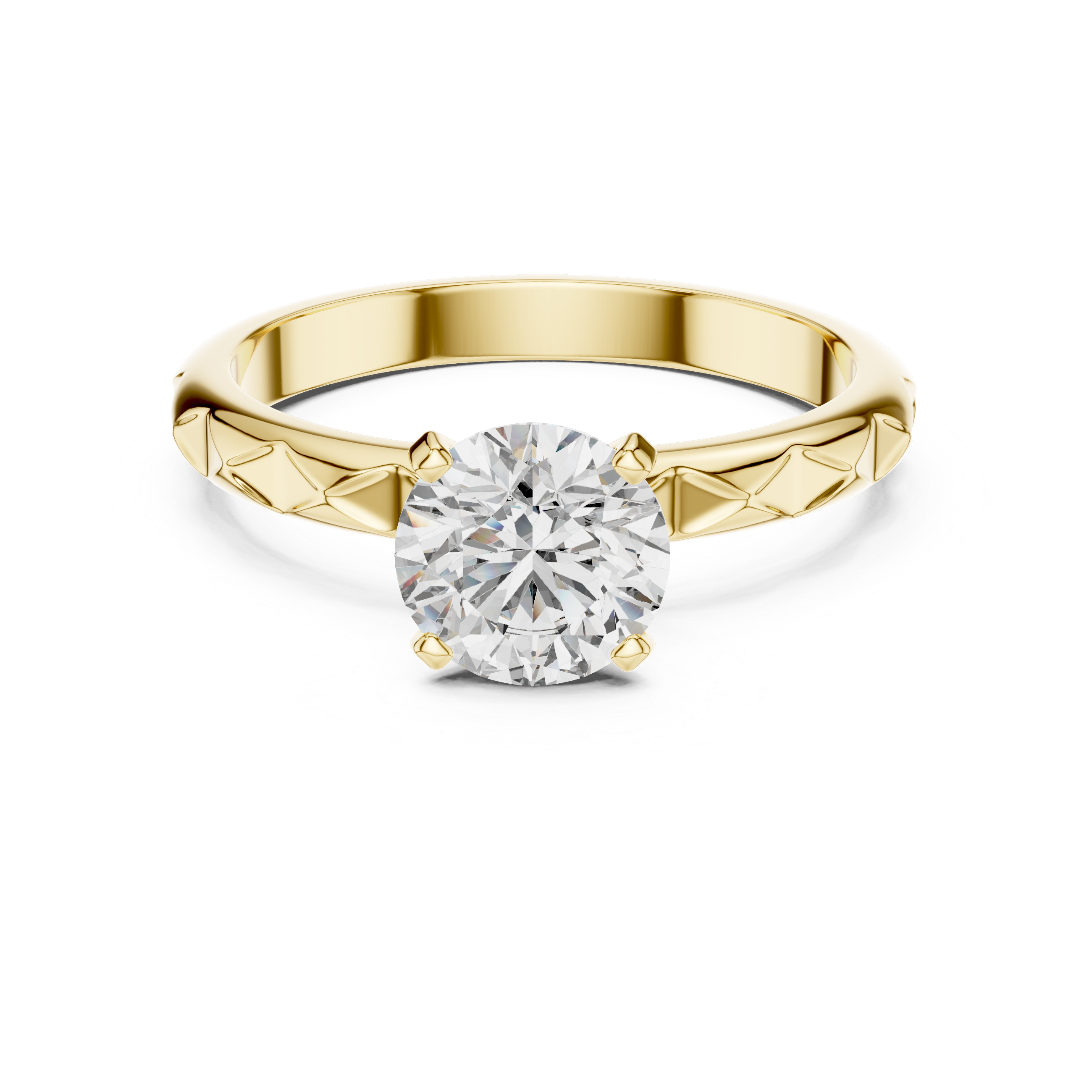 Round Brilliant Diamond Promise Ring With Geometric Band