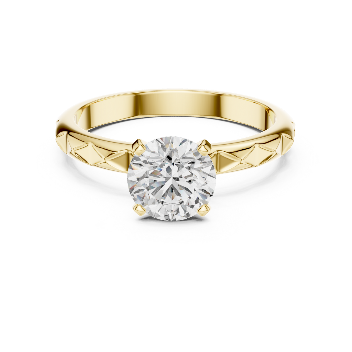 Round Brilliant Diamond Promise Ring With Geometric Band