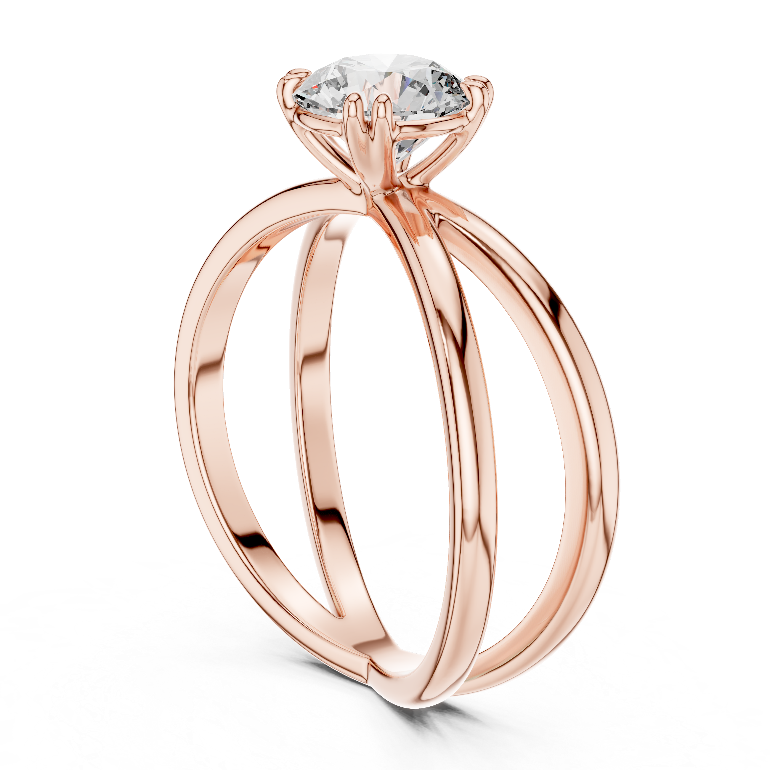 Round Cut Lab Grown Diamond Criss Cross Statement Ring