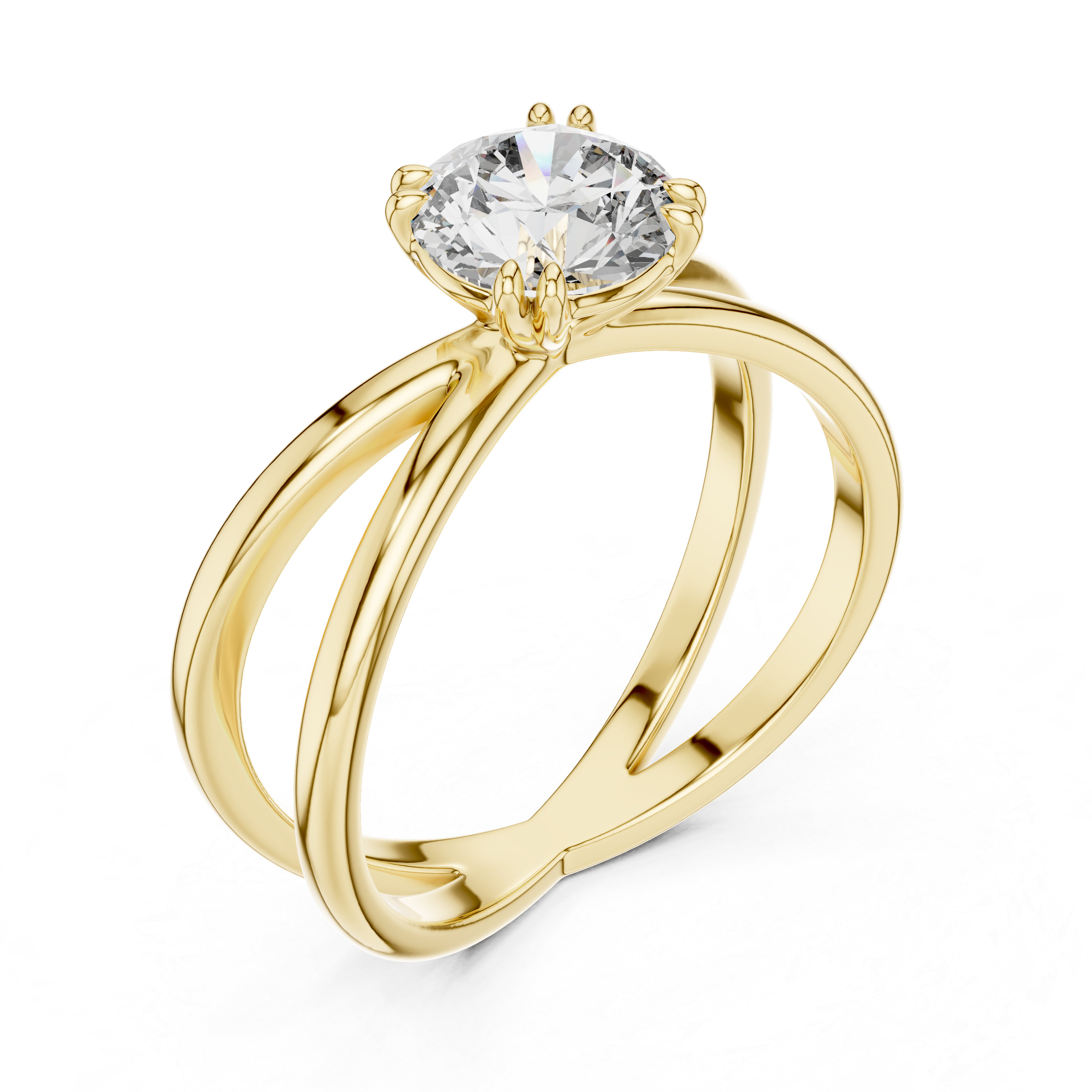 Round Cut Lab Grown Diamond Criss Cross Statement Ring