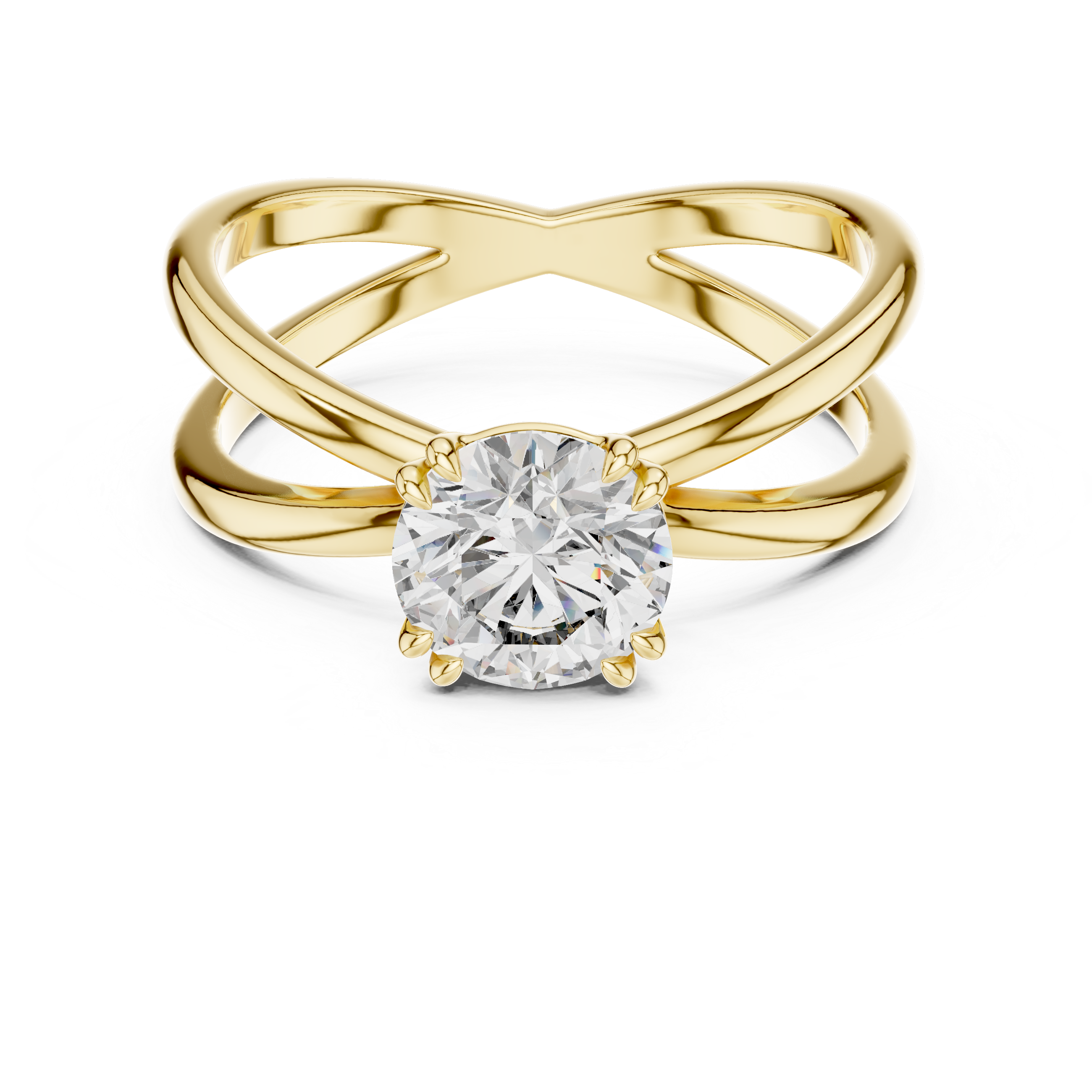 Round Cut Lab Grown Diamond Criss Cross Statement Ring