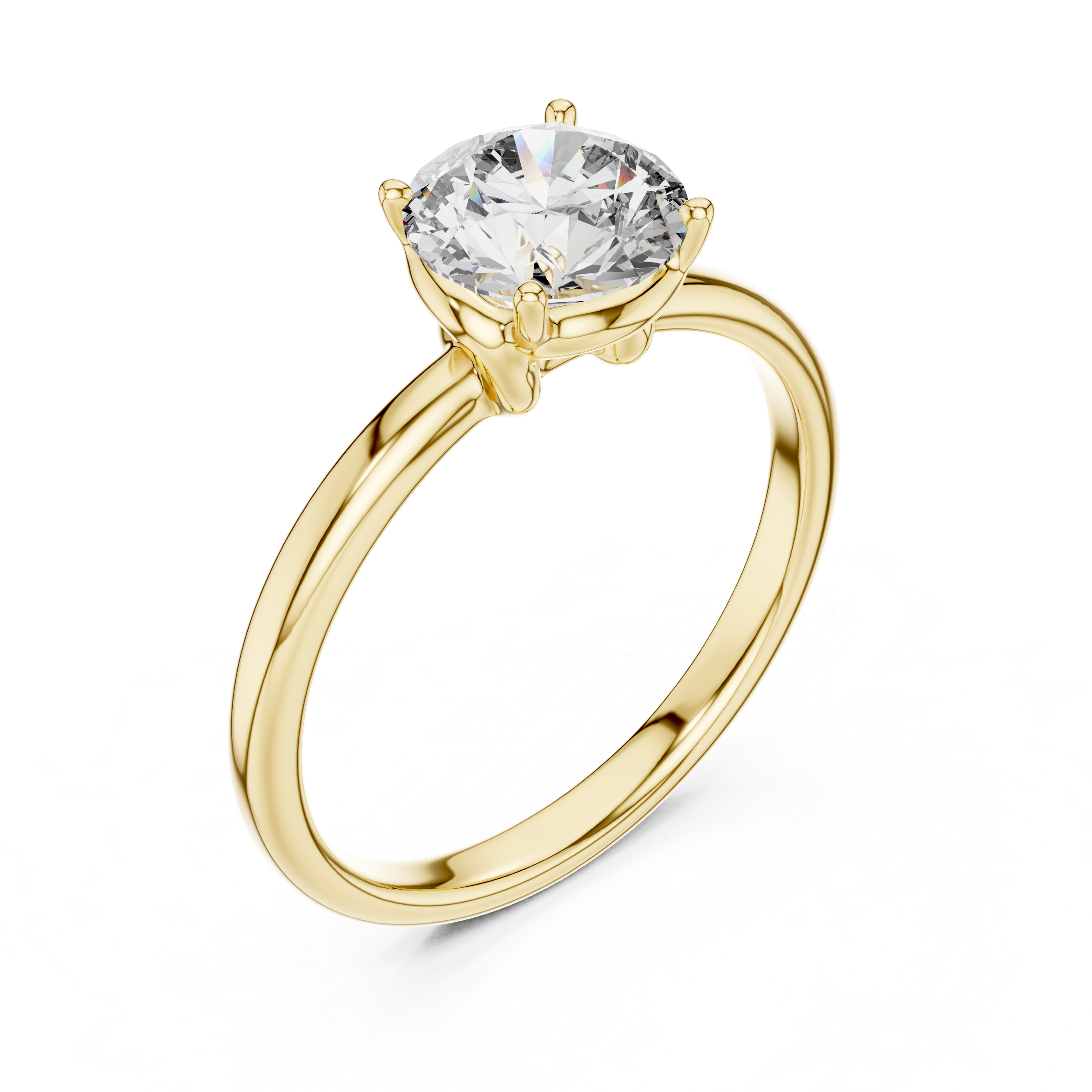 Four Prong Round Solitaire Diamond Wedding Ring