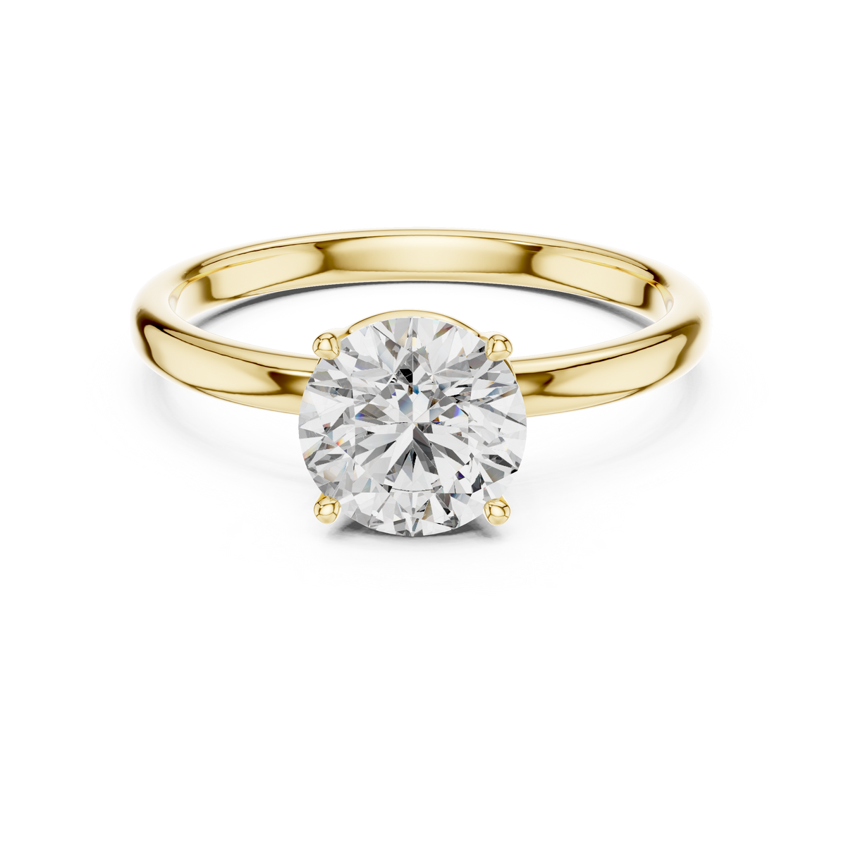Four Prong Round Solitaire Diamond Wedding Ring