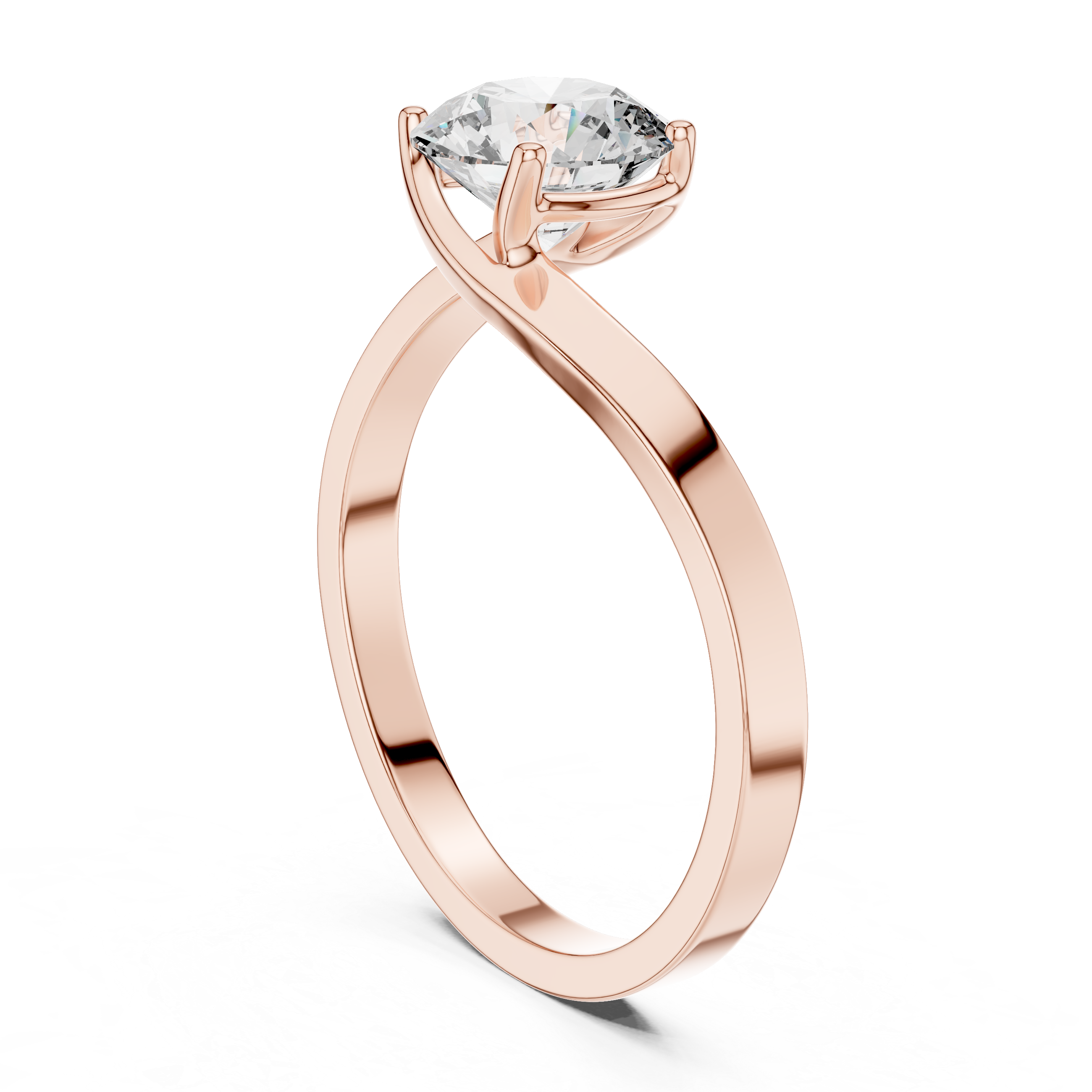 Round Cut Lab Grown Diamond Bypass Solitaire Promise Ring