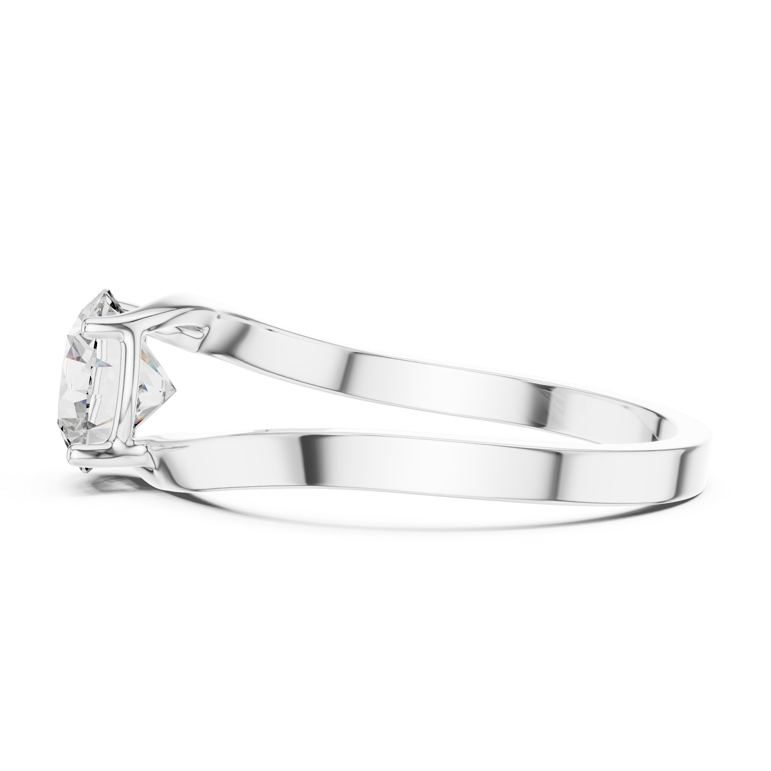 Round Cut Lab Grown Diamond Bypass Solitaire Promise Ring