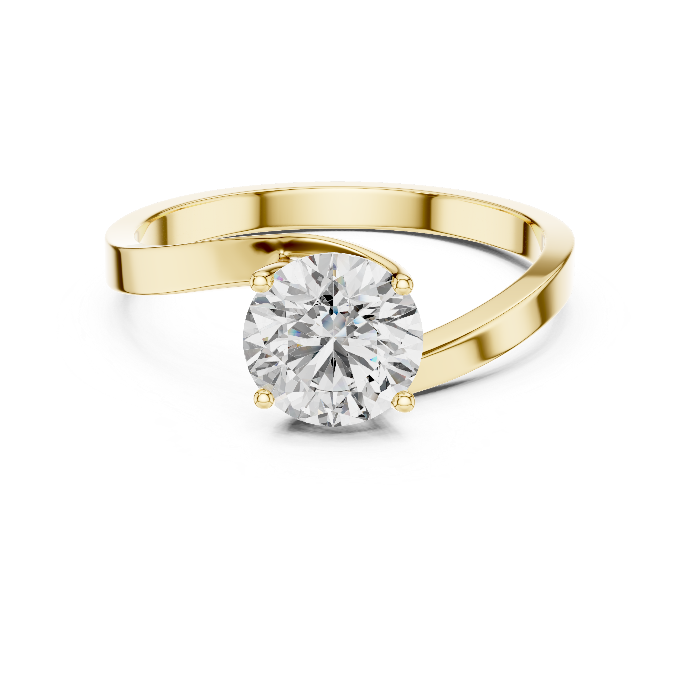 Round Cut Lab Grown Diamond Bypass Solitaire Promise Ring