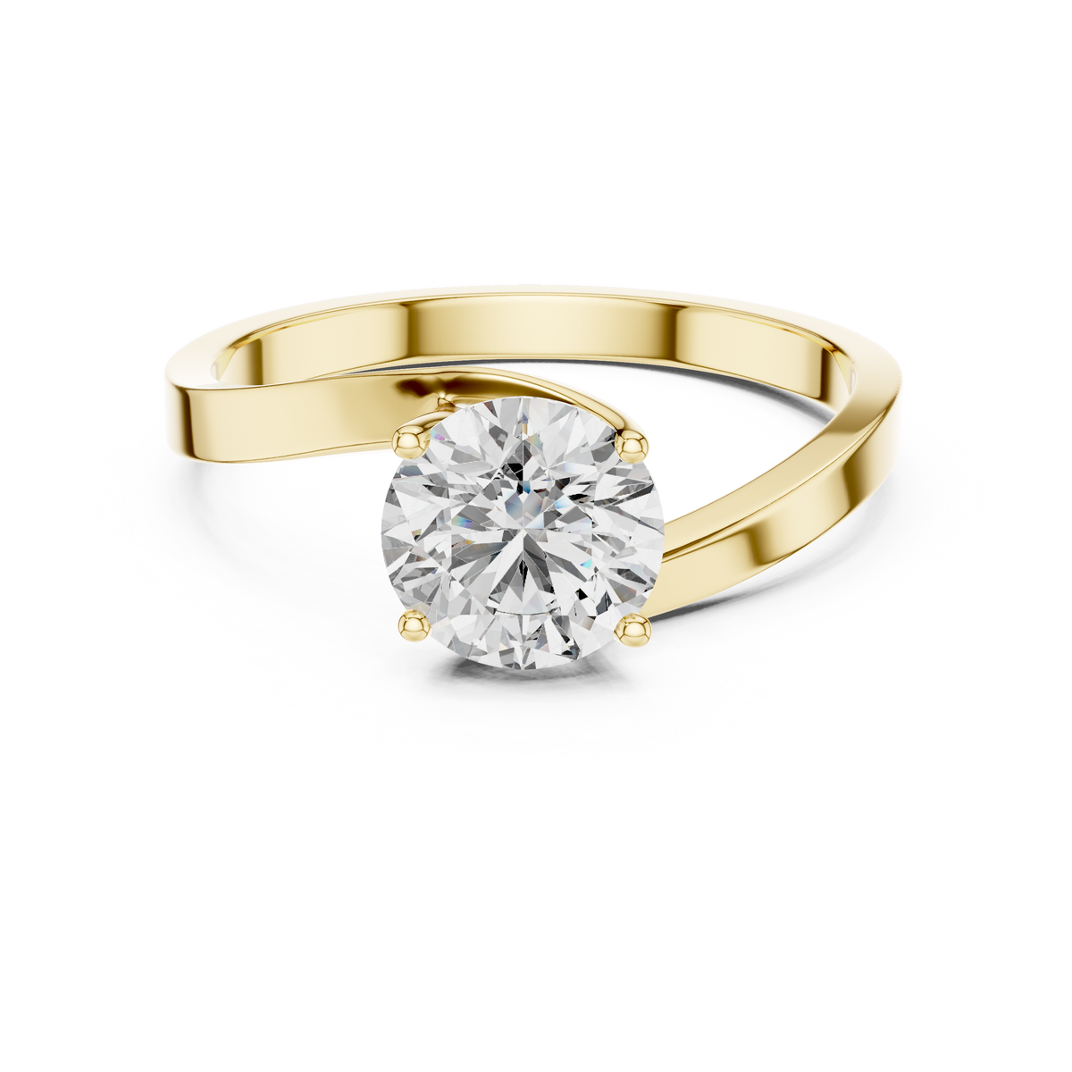 Round Cut Lab Grown Diamond Bypass Solitaire Promise Ring