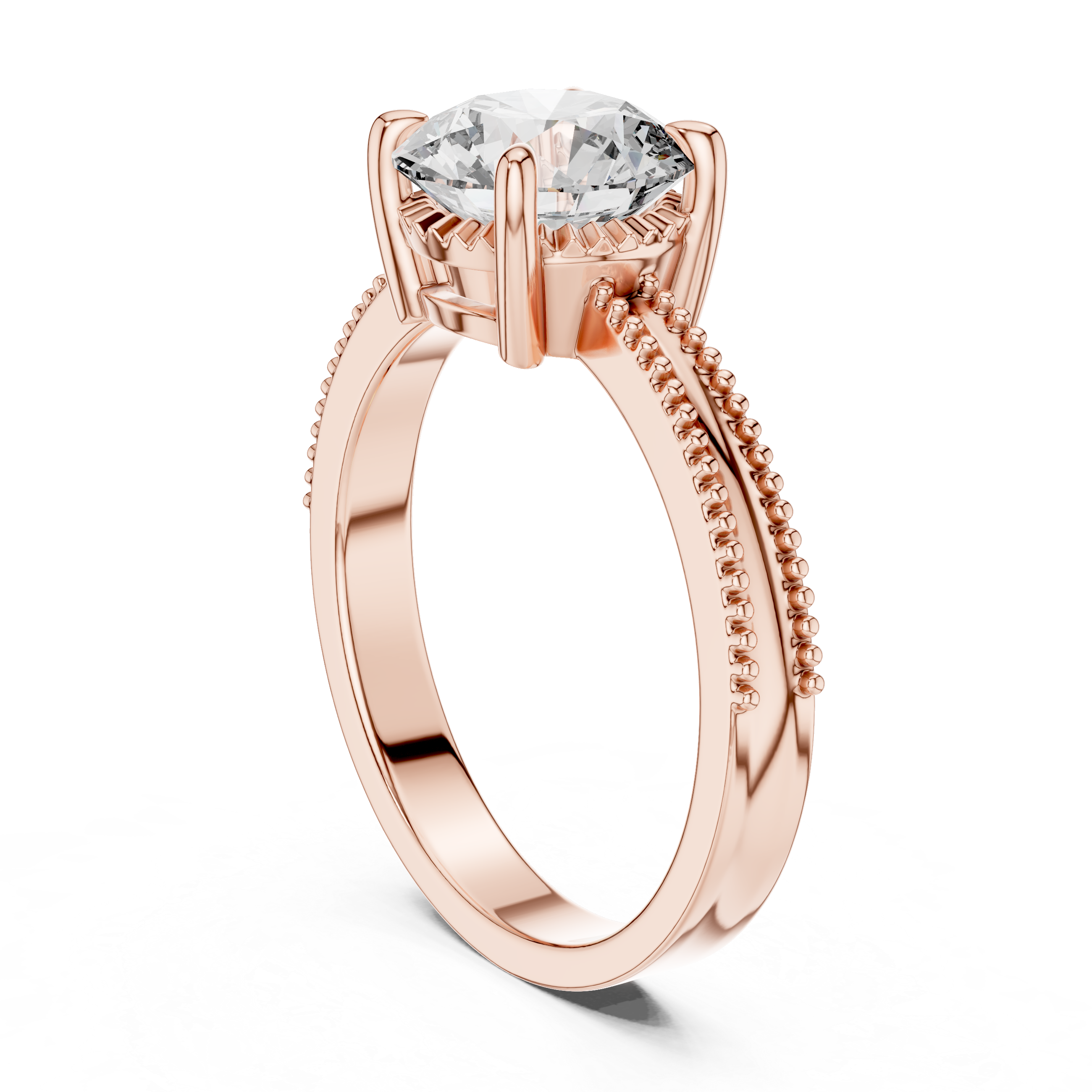 Vintage Inspired Round Brilliant Diamond Milgrain Anniversary Ring
