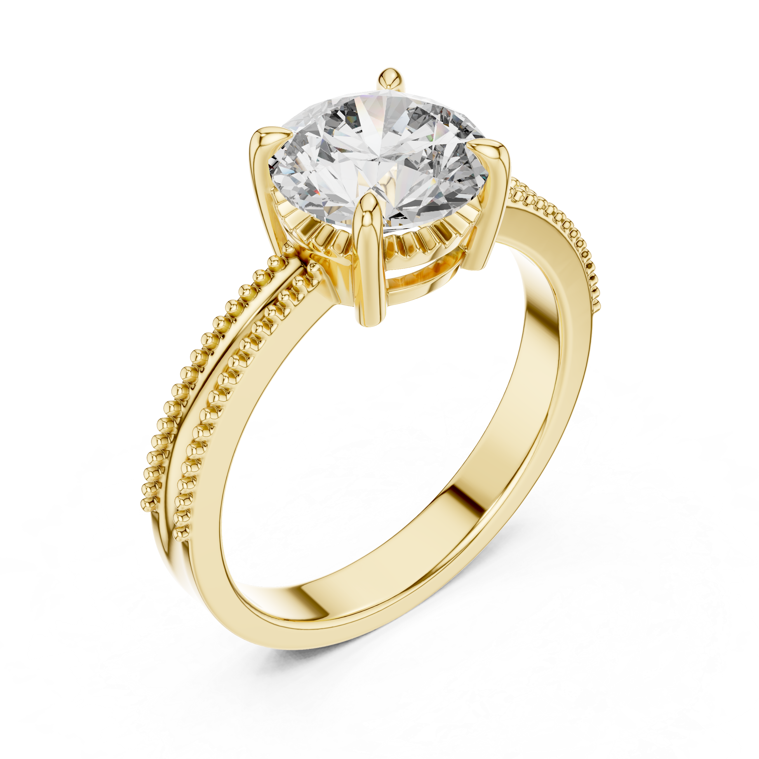Vintage Inspired Round Brilliant Diamond Milgrain Anniversary Ring