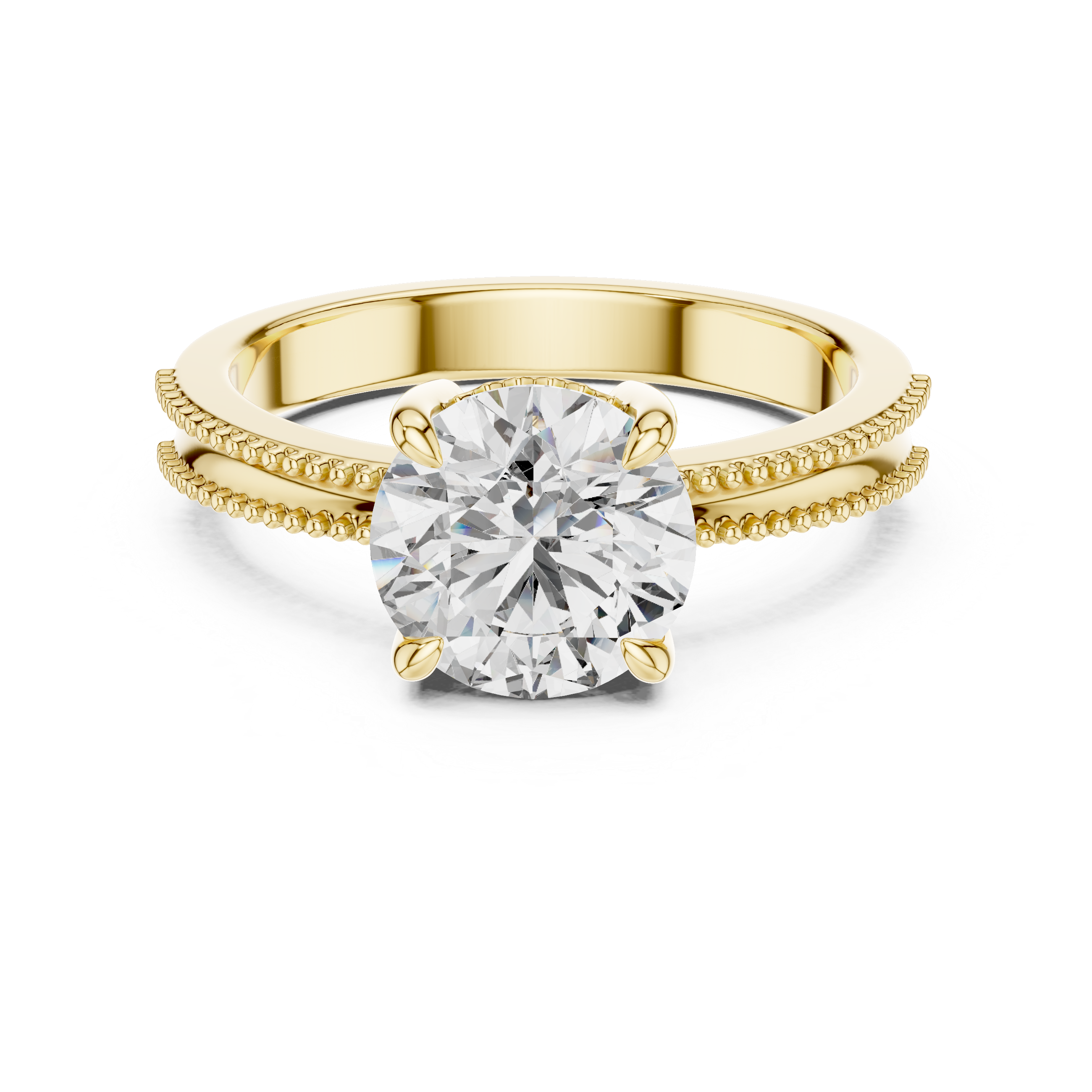 Vintage Inspired Round Brilliant Diamond Milgrain Anniversary Ring