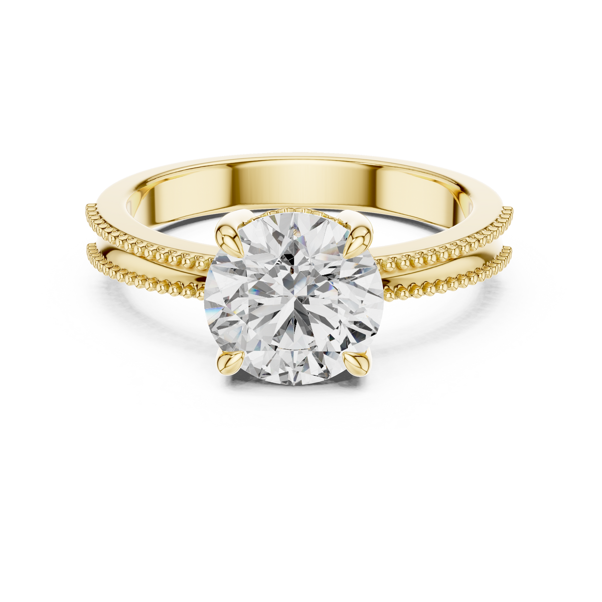 Vintage Inspired Round Brilliant Diamond Milgrain Anniversary Ring