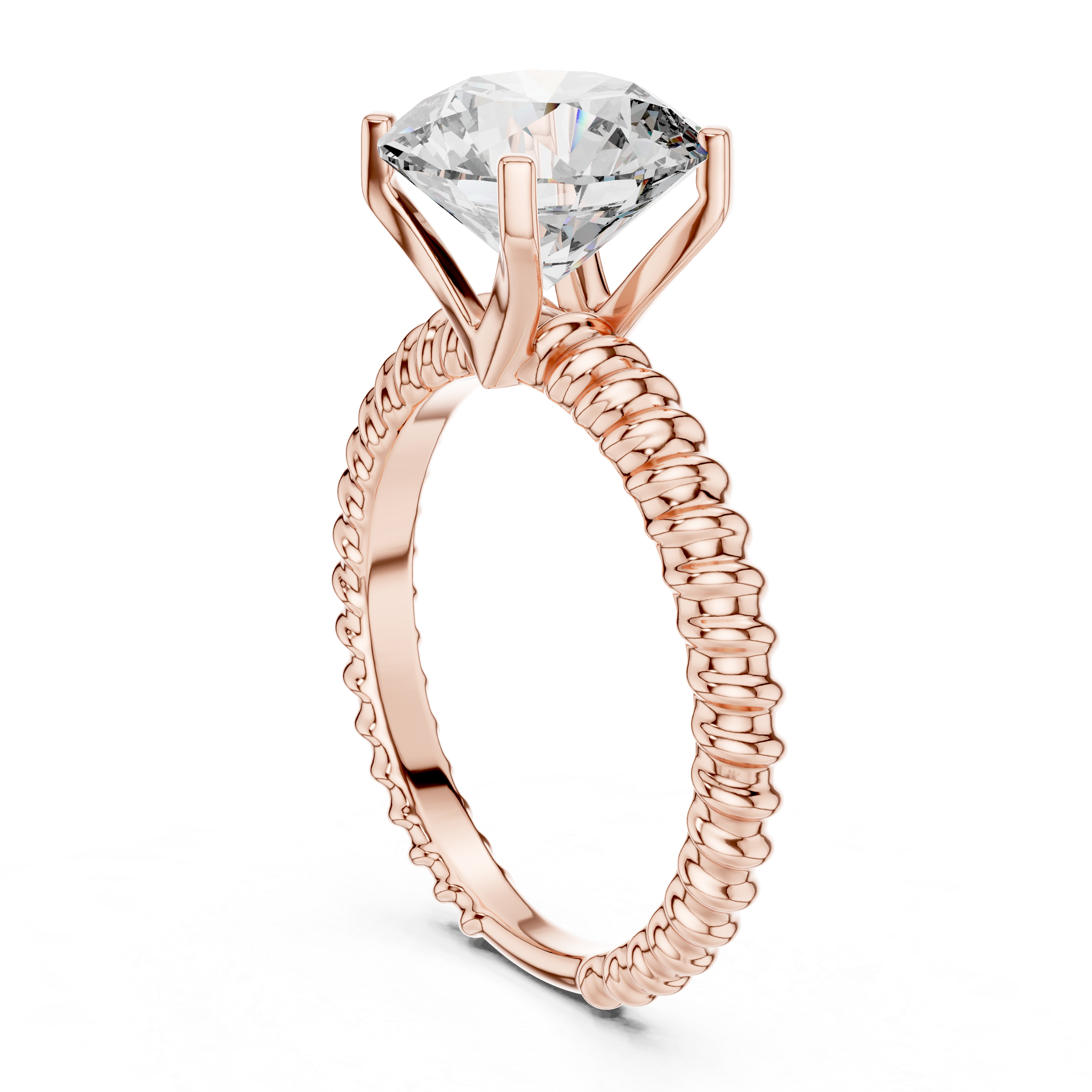 Twisted Rope Solitaire Round Diamond Anniversary Ring