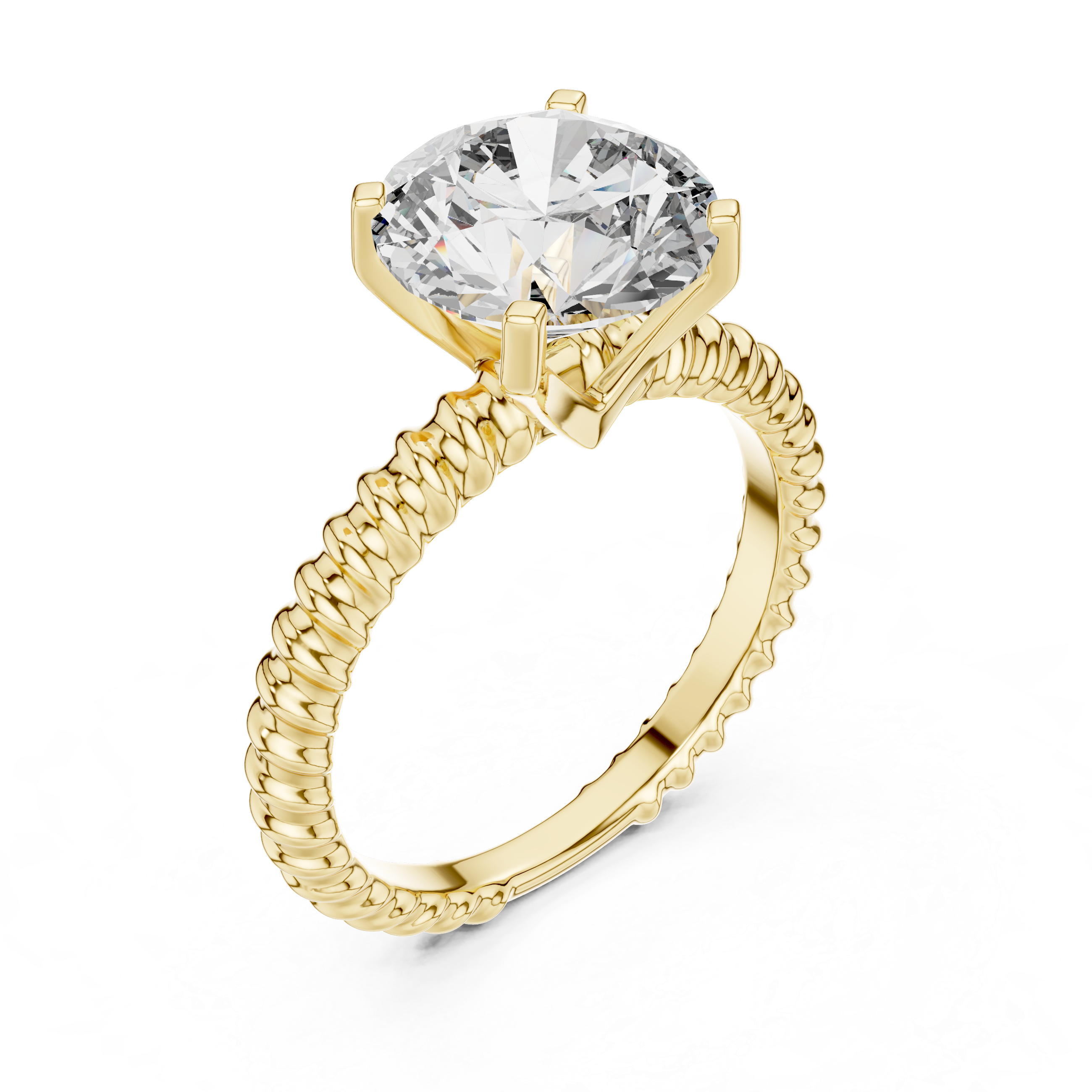 Twisted Rope Solitaire Round Diamond Anniversary Ring