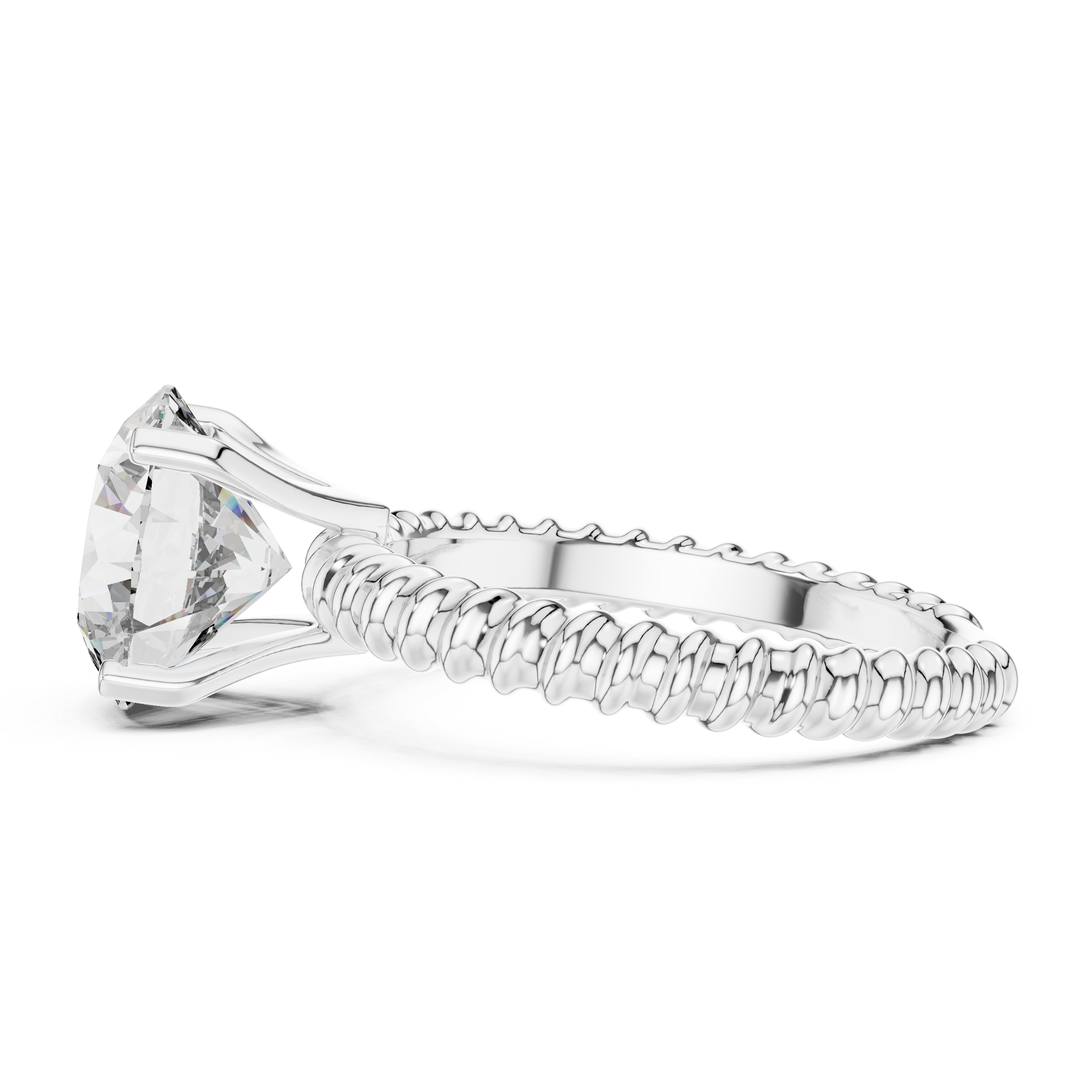 Twisted Rope Solitaire Round Diamond Anniversary Ring