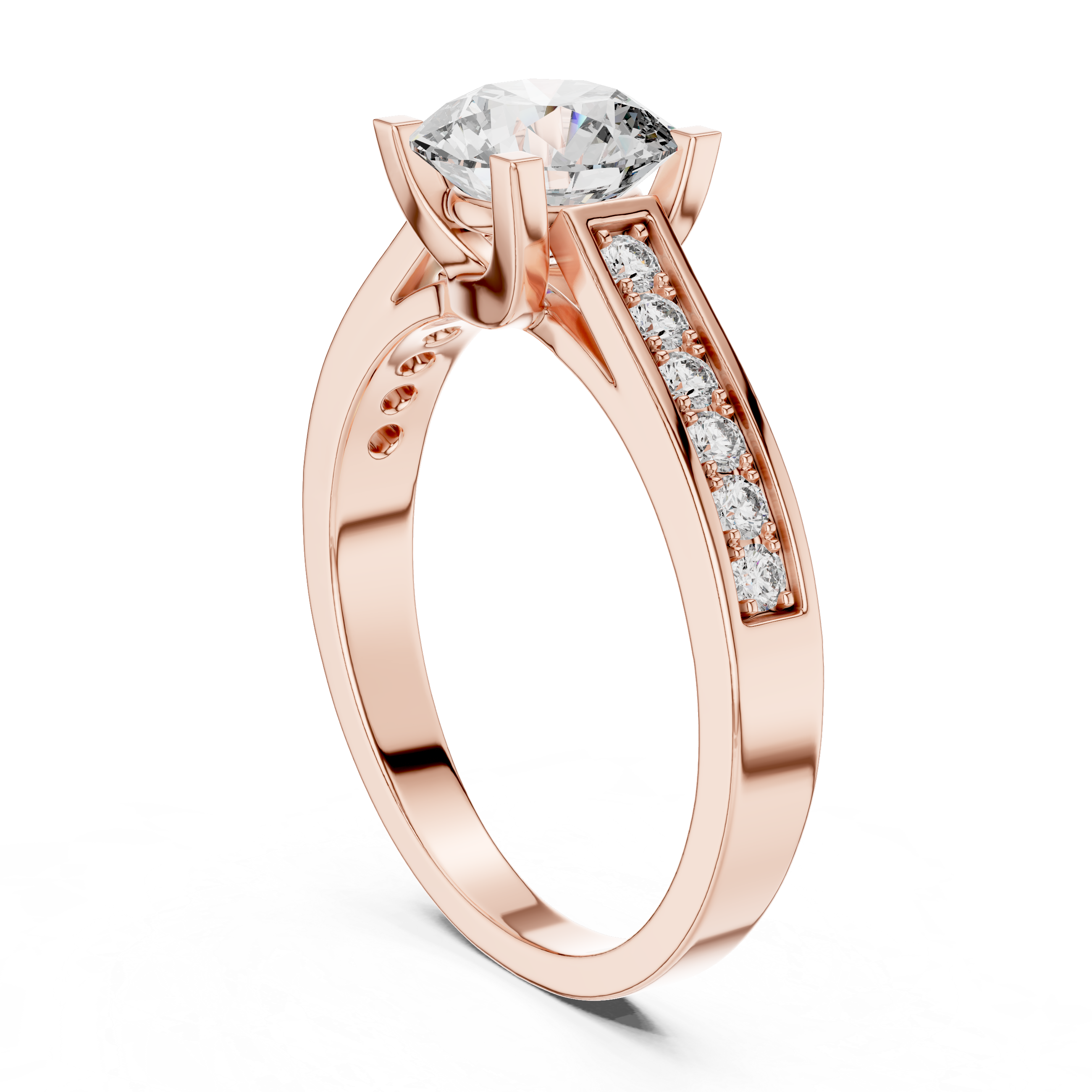 Round Brilliant Cathedral Engagement Ring