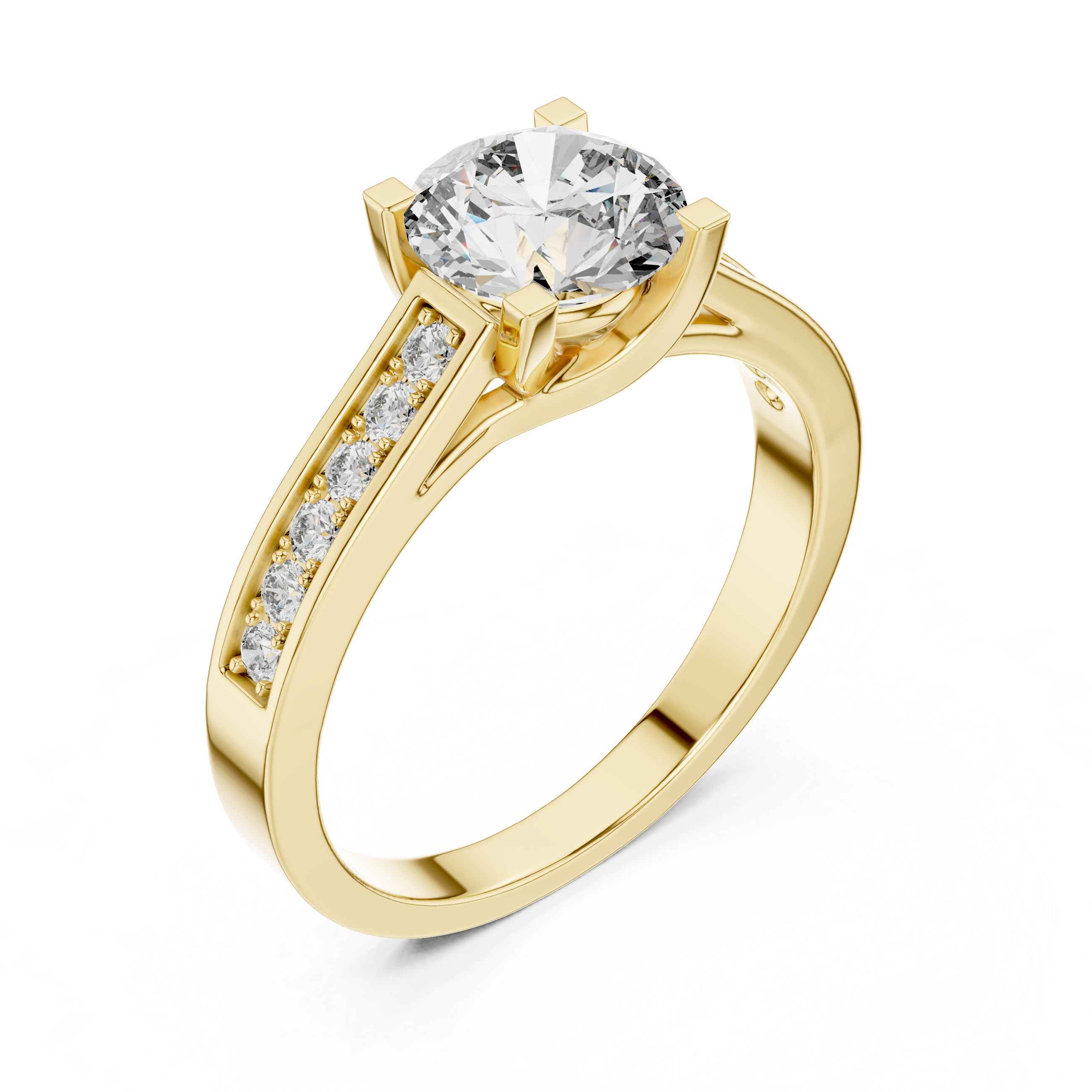 Round Brilliant Cathedral Engagement Ring