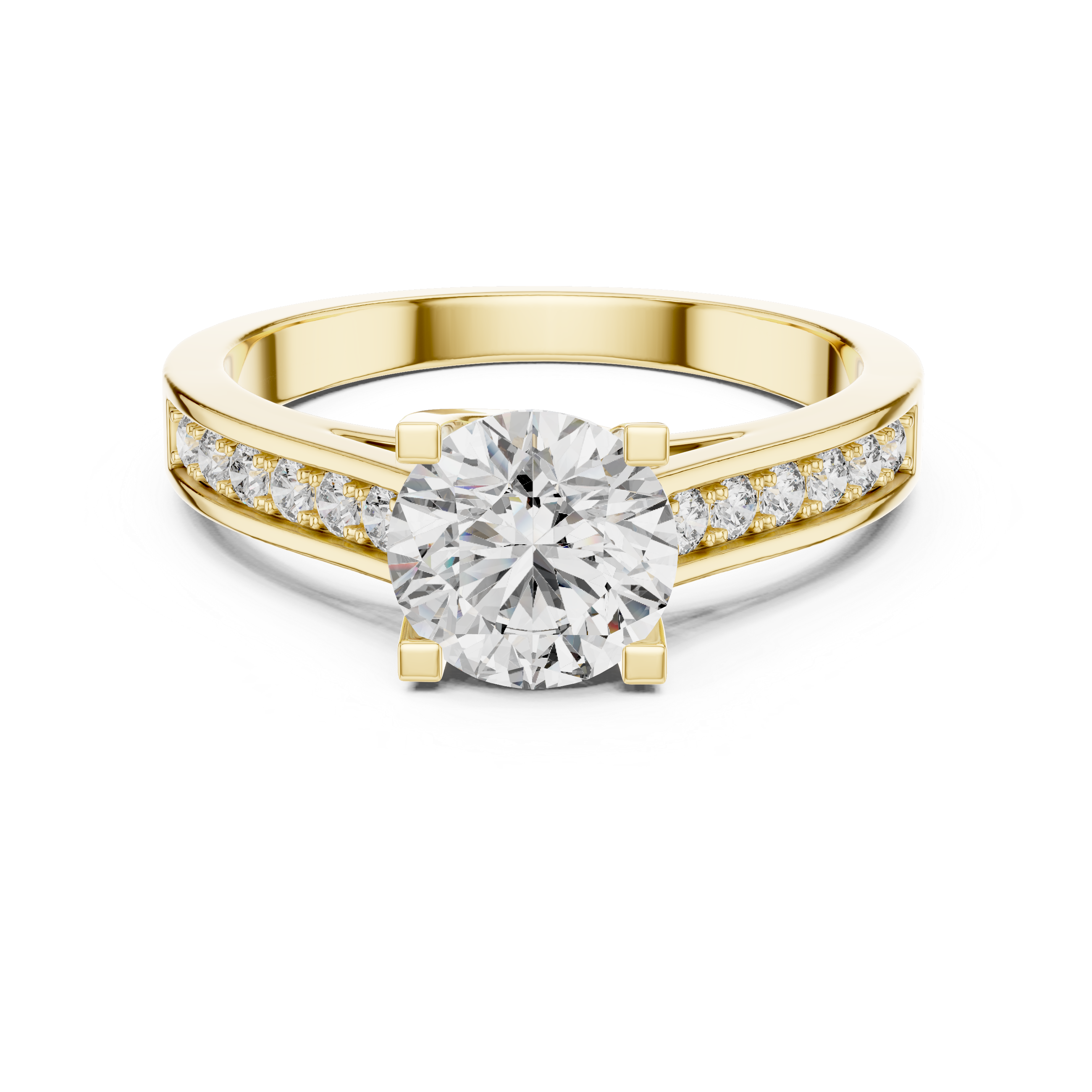Round Brilliant Cathedral Engagement Ring