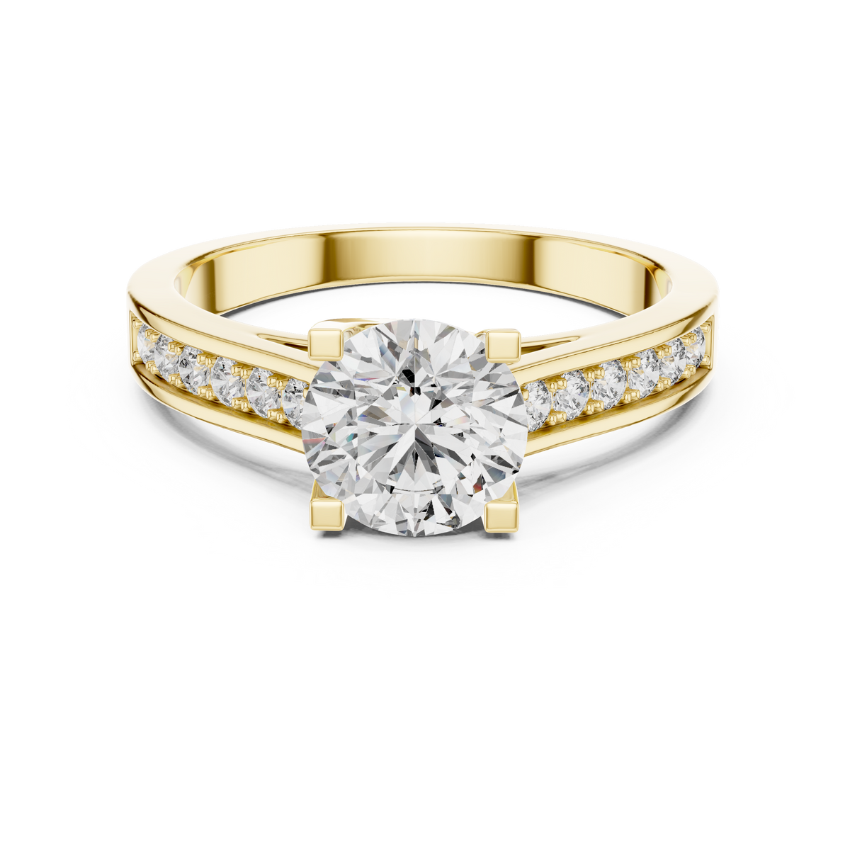 Round Brilliant Cathedral Engagement Ring