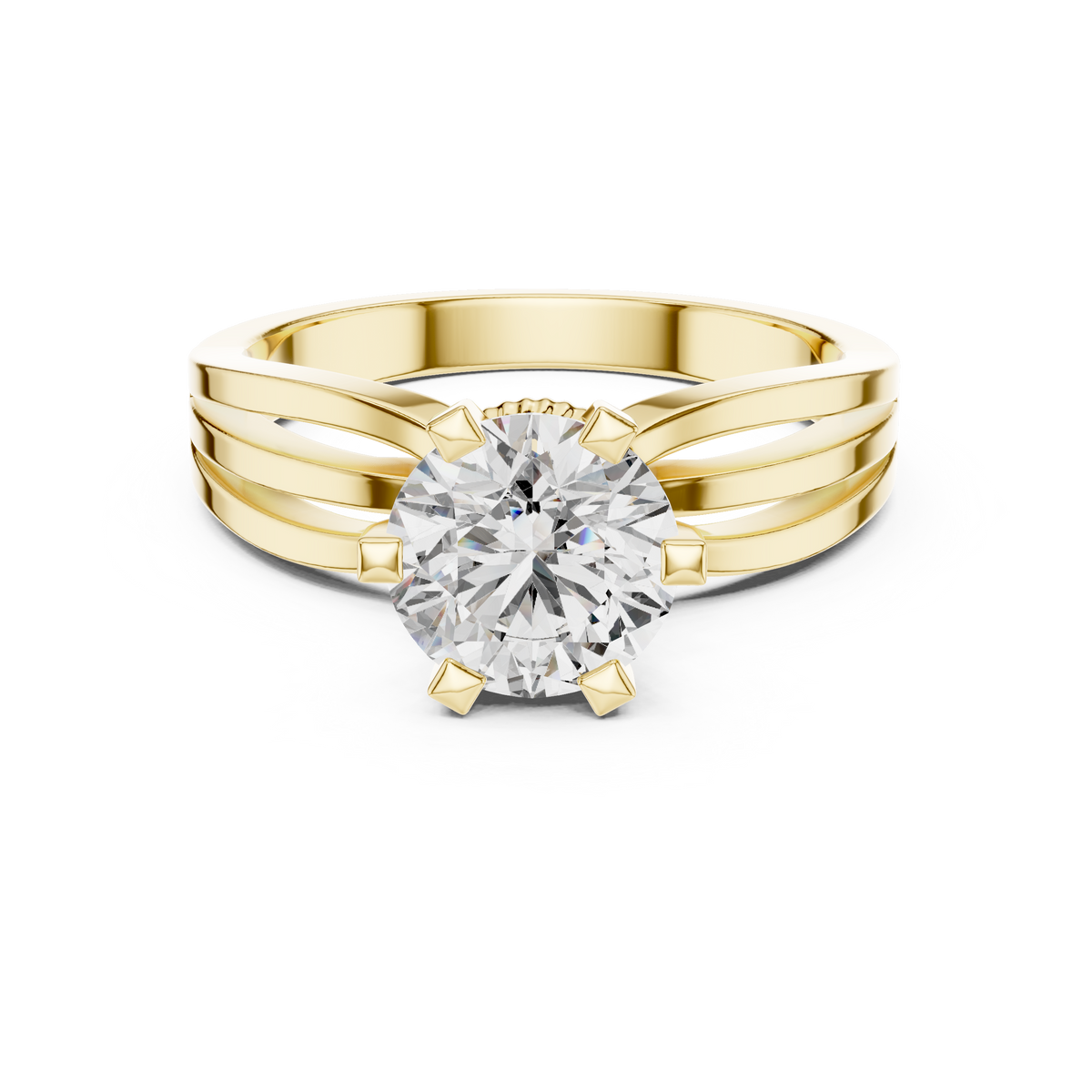 Round Cut Lab Diamond Solitaire Ring with Milgrain Rope Collar