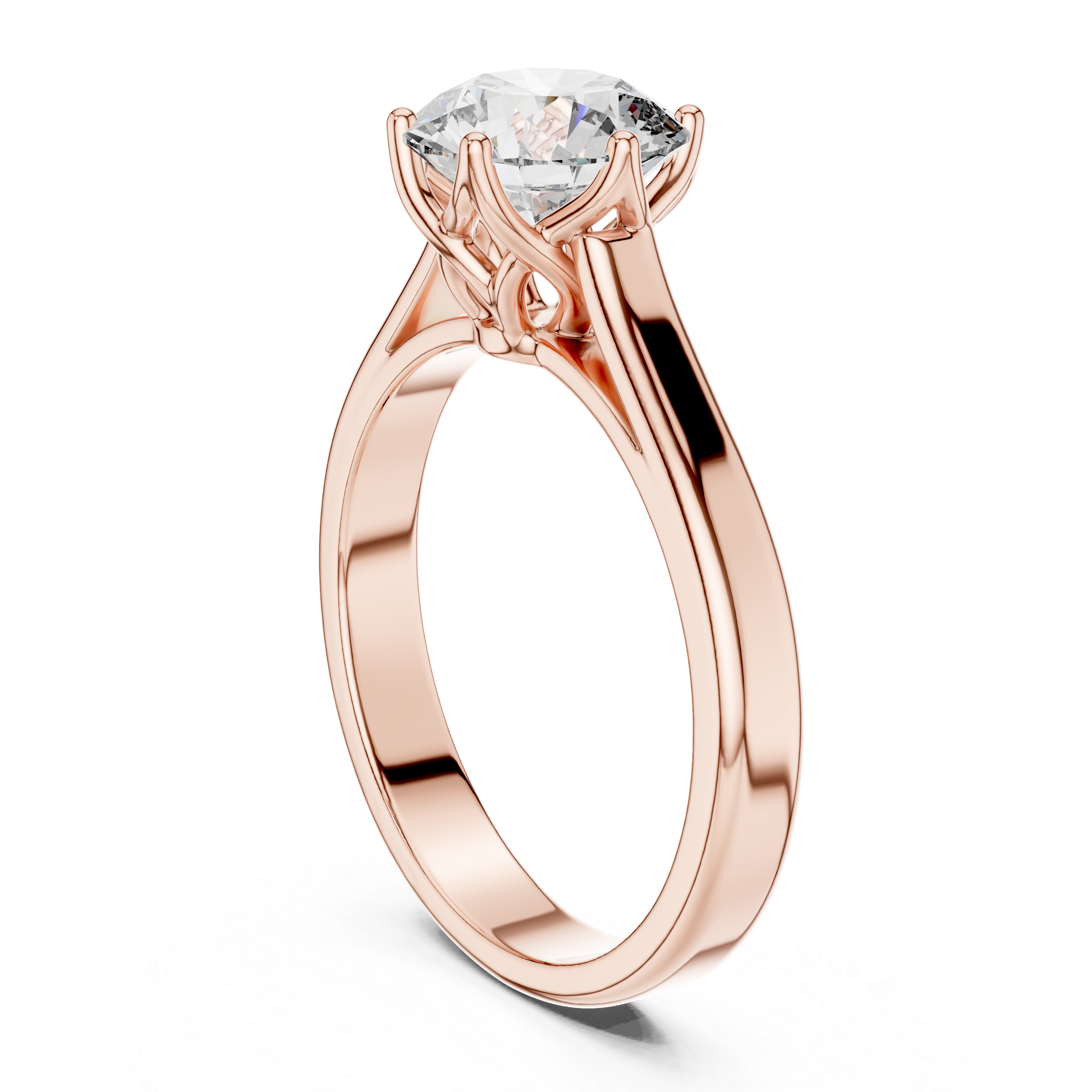 Round Brilliant Solitaire Ring With Six Prong Petal Gallery