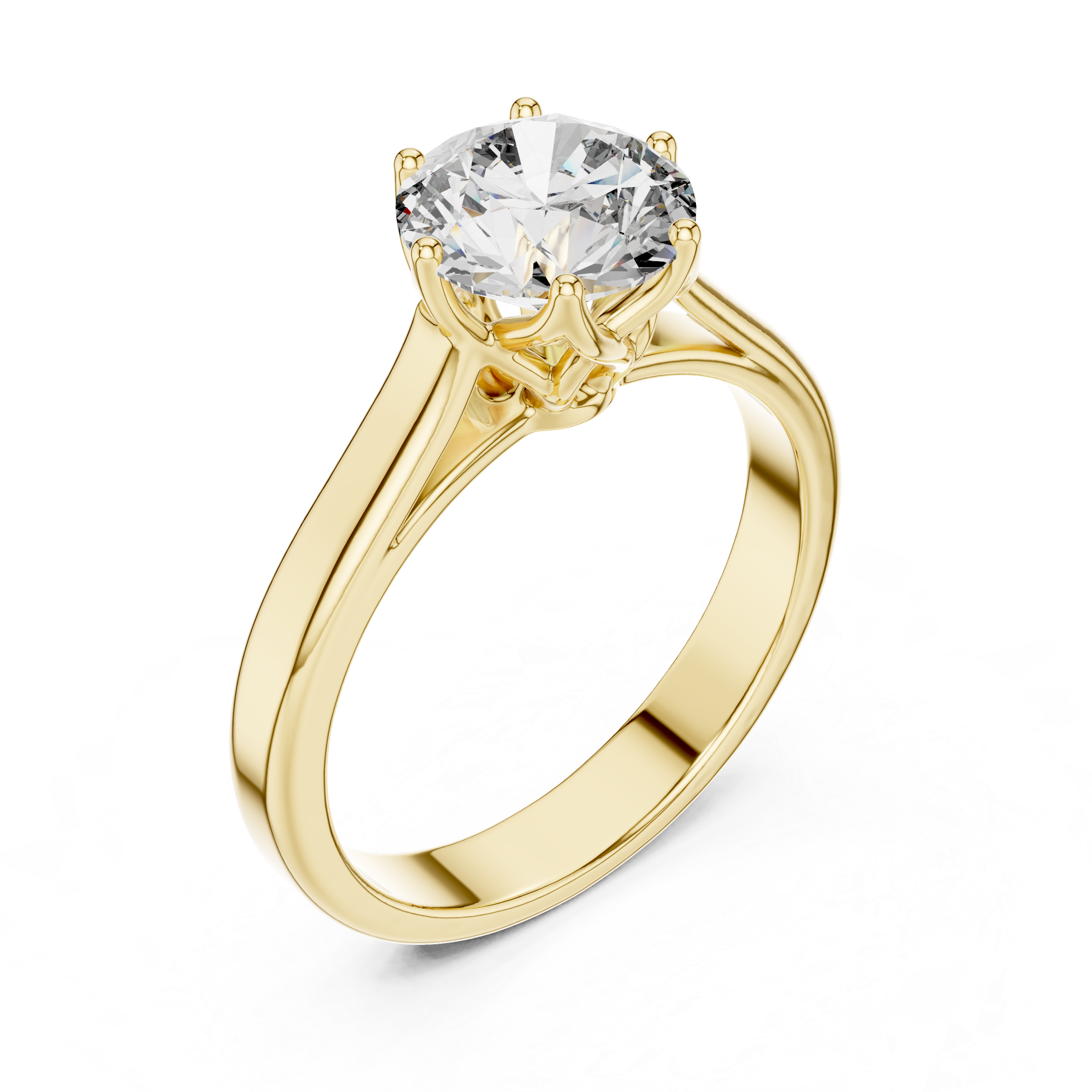Round Brilliant Solitaire Ring With Six Prong Petal Gallery