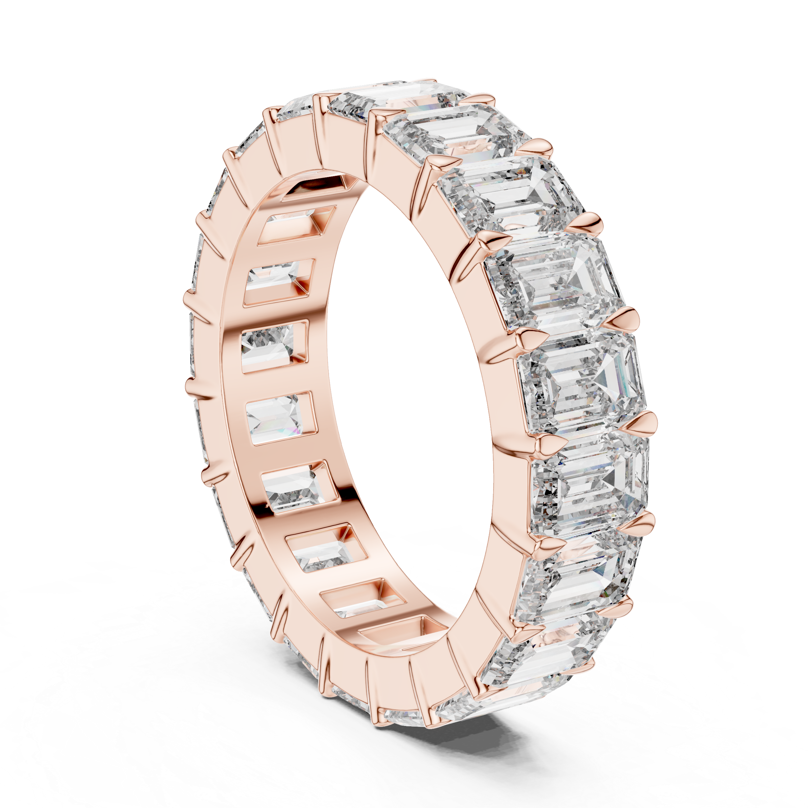 Emerald Cut Diamond Full Eternity Wedding Band