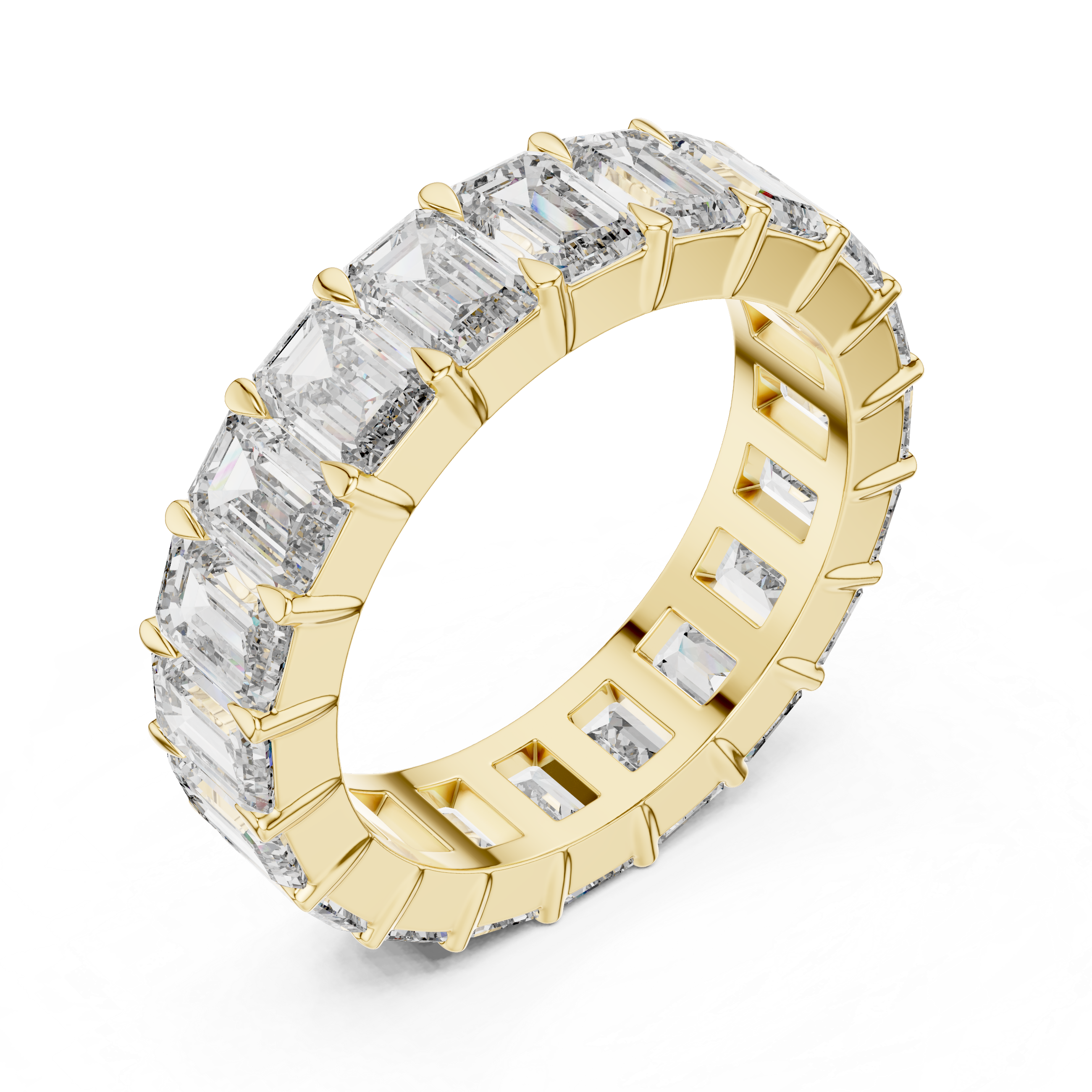 Emerald Cut Diamond Full Eternity Wedding Band