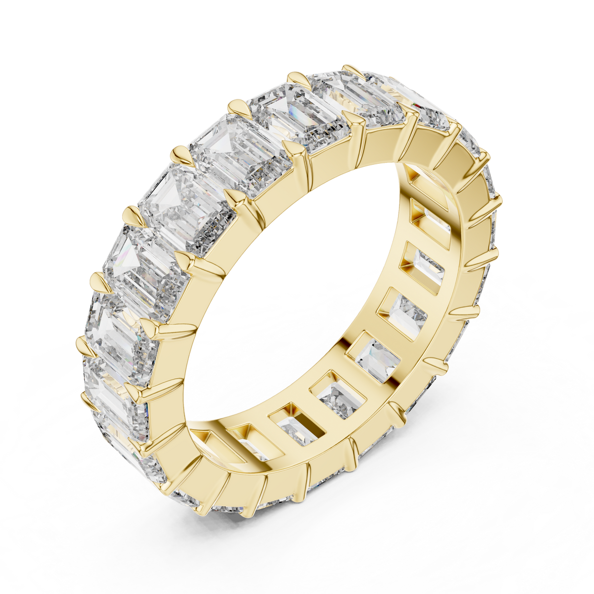 Emerald Cut Diamond Full Eternity Wedding Band