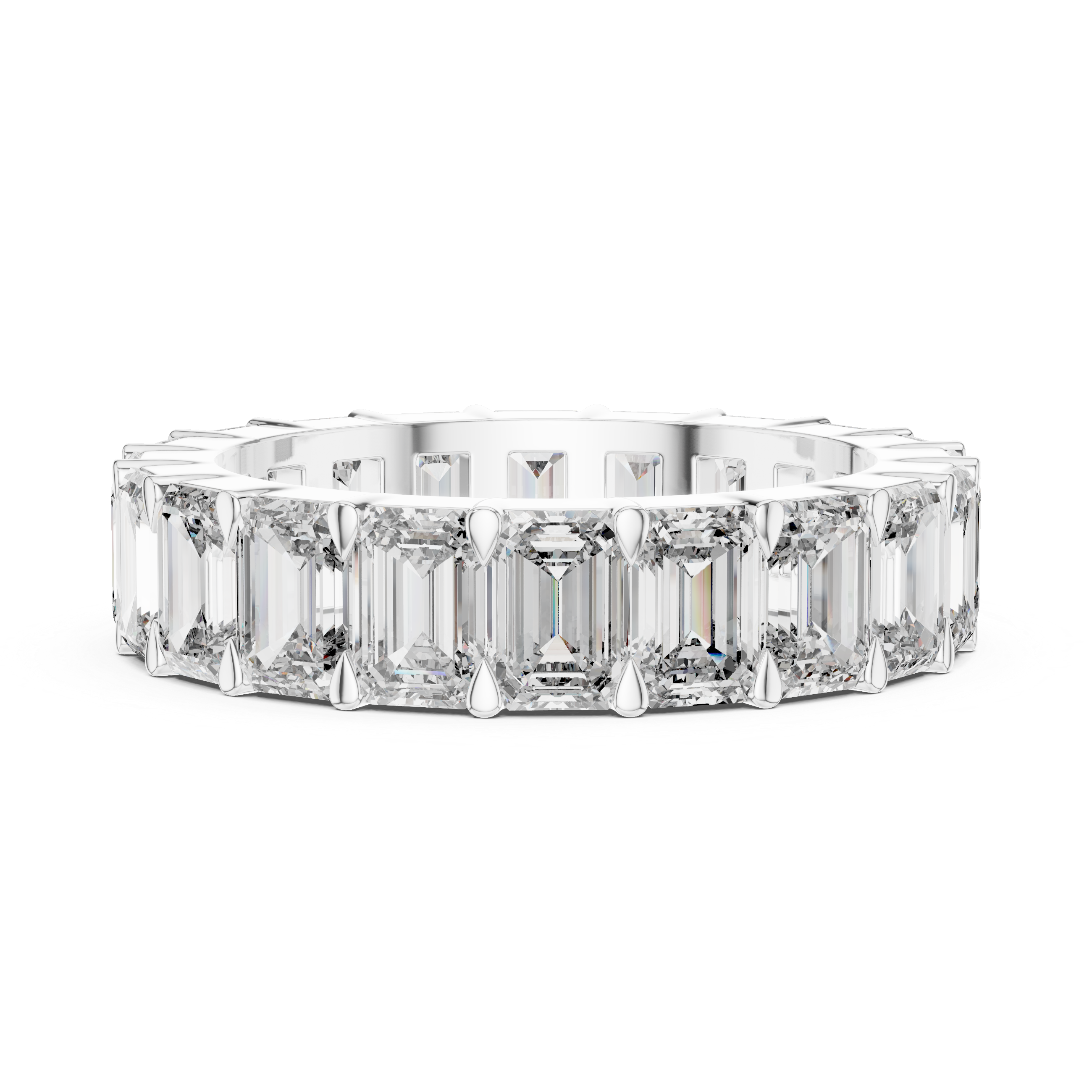 Emerald Cut Diamond Full Eternity Wedding Band