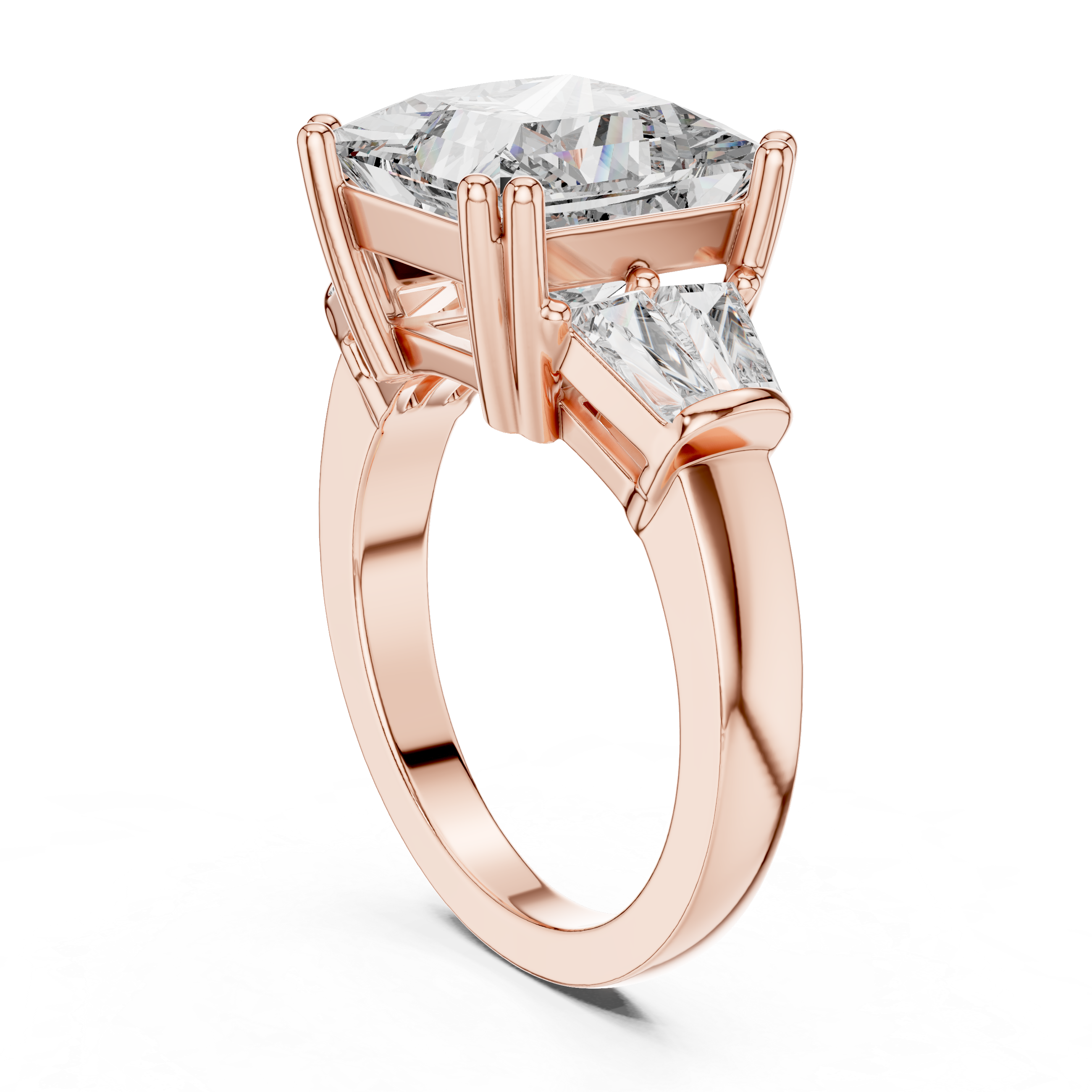 Princess Diamond Promise Ring With Tapered Baguette side stones