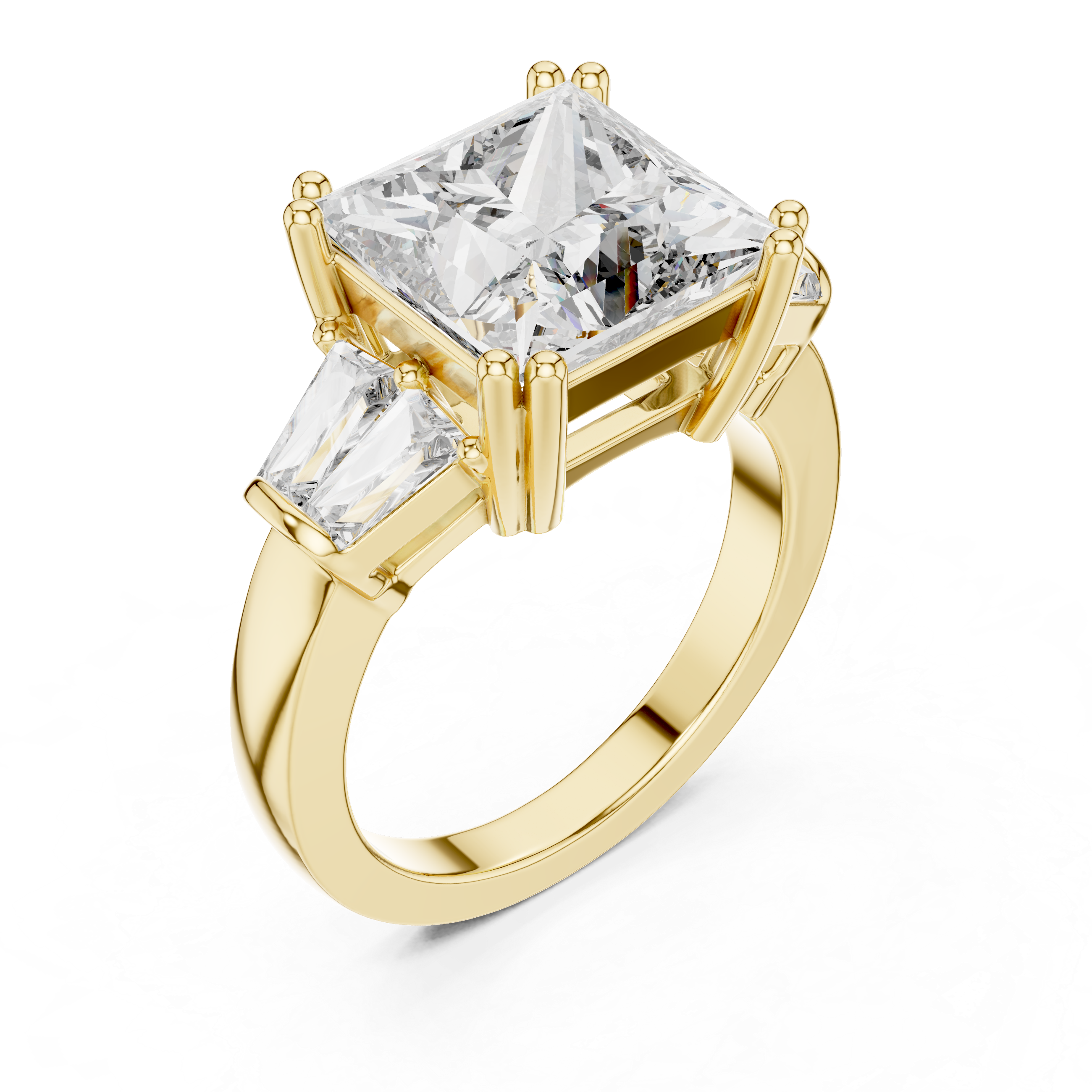 Princess Diamond Promise Ring With Tapered Baguette side stones