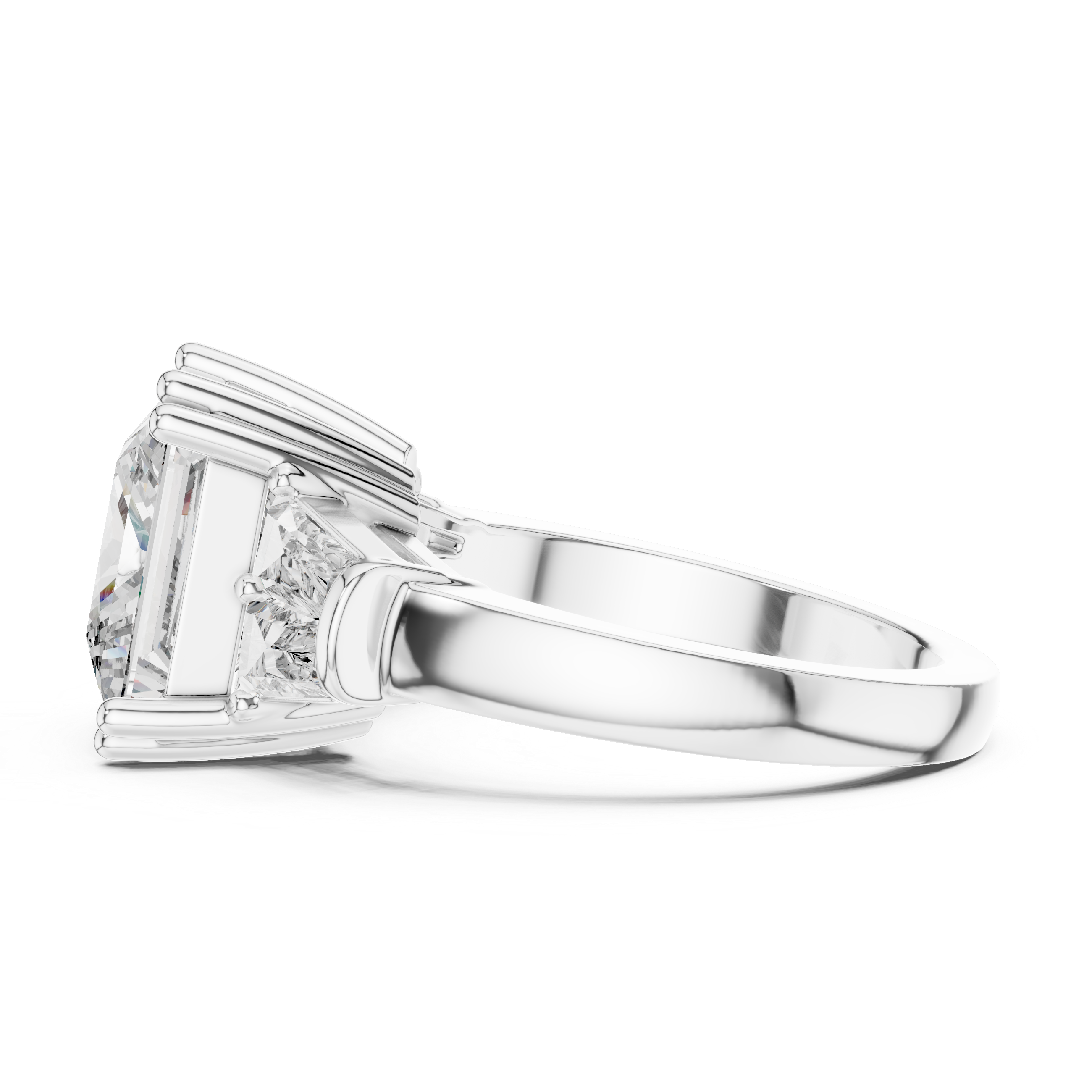 Princess Diamond Promise Ring With Tapered Baguette side stones