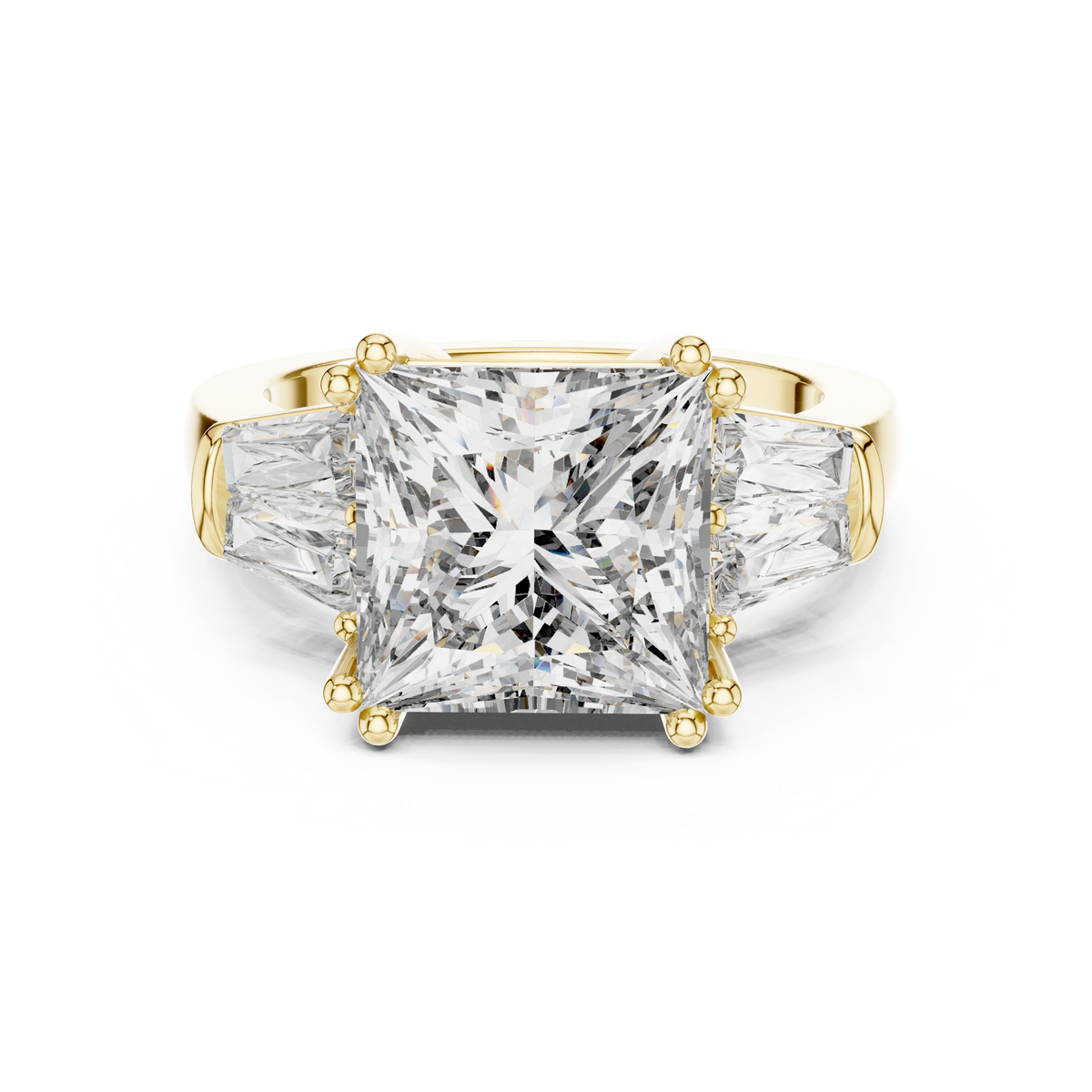 Princess Diamond Promise Ring With Tapered Baguette side stones