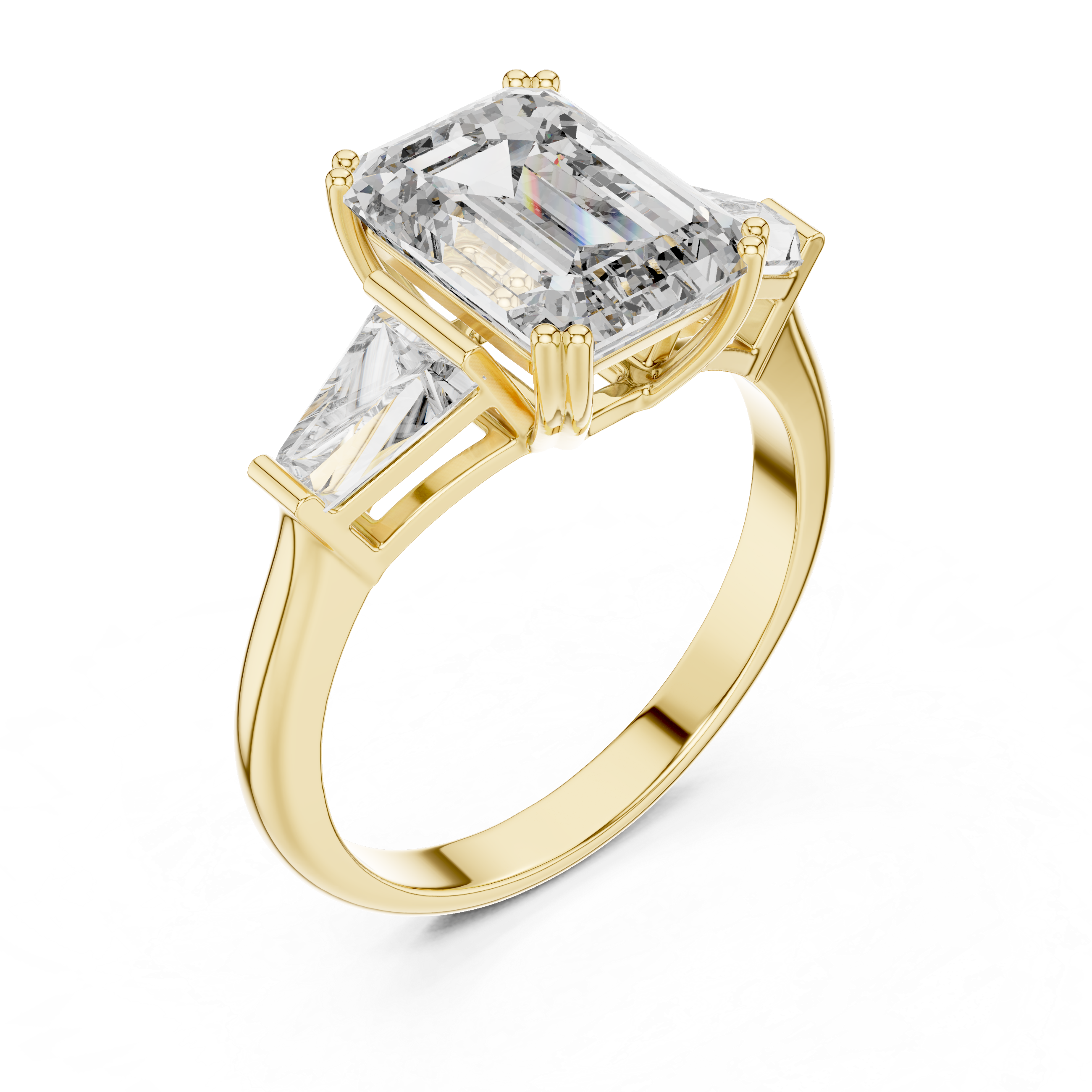 Three Stone Emerald And Baguette Diamond Trilogy Ring