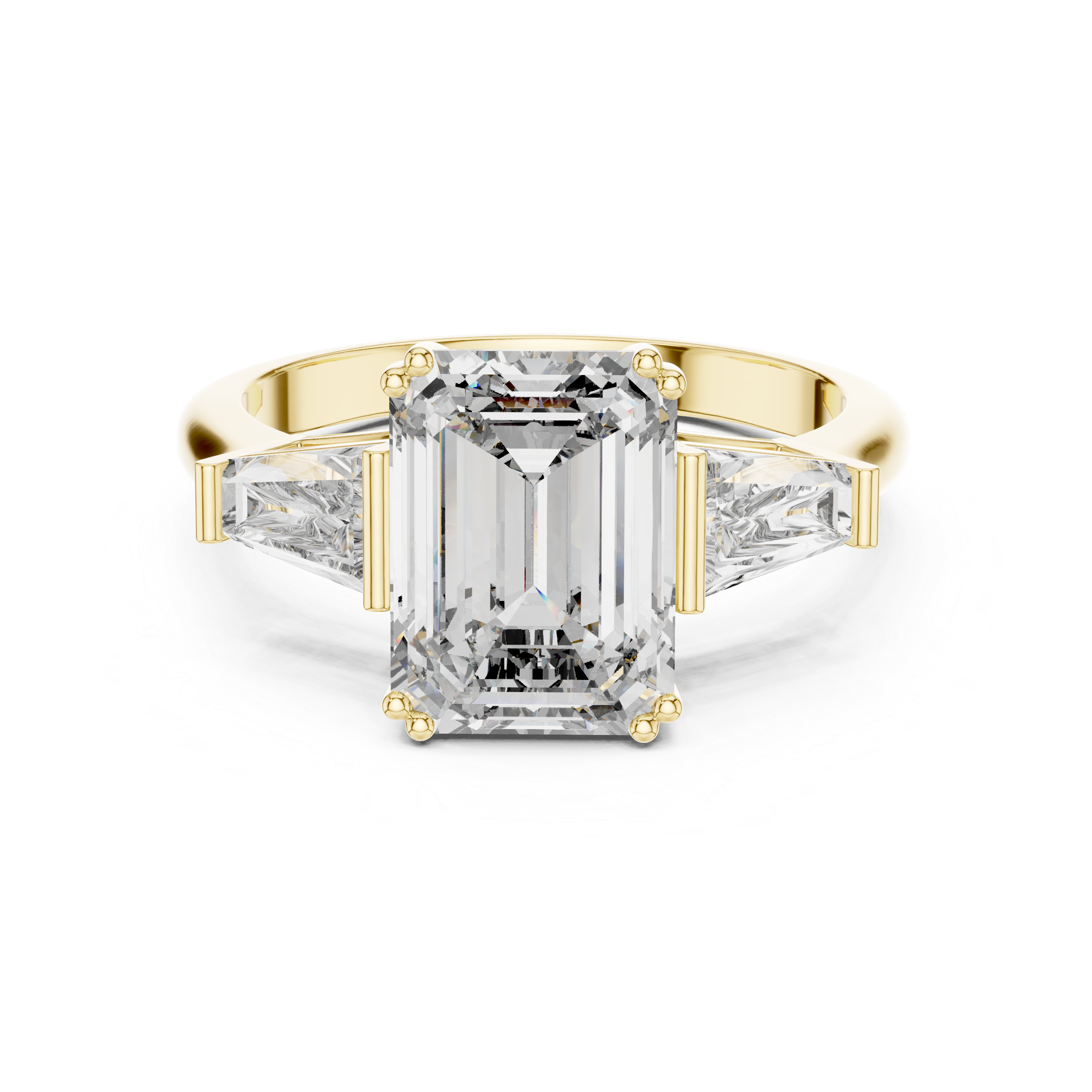 Three Stone Emerald And Baguette Diamond Trilogy Ring