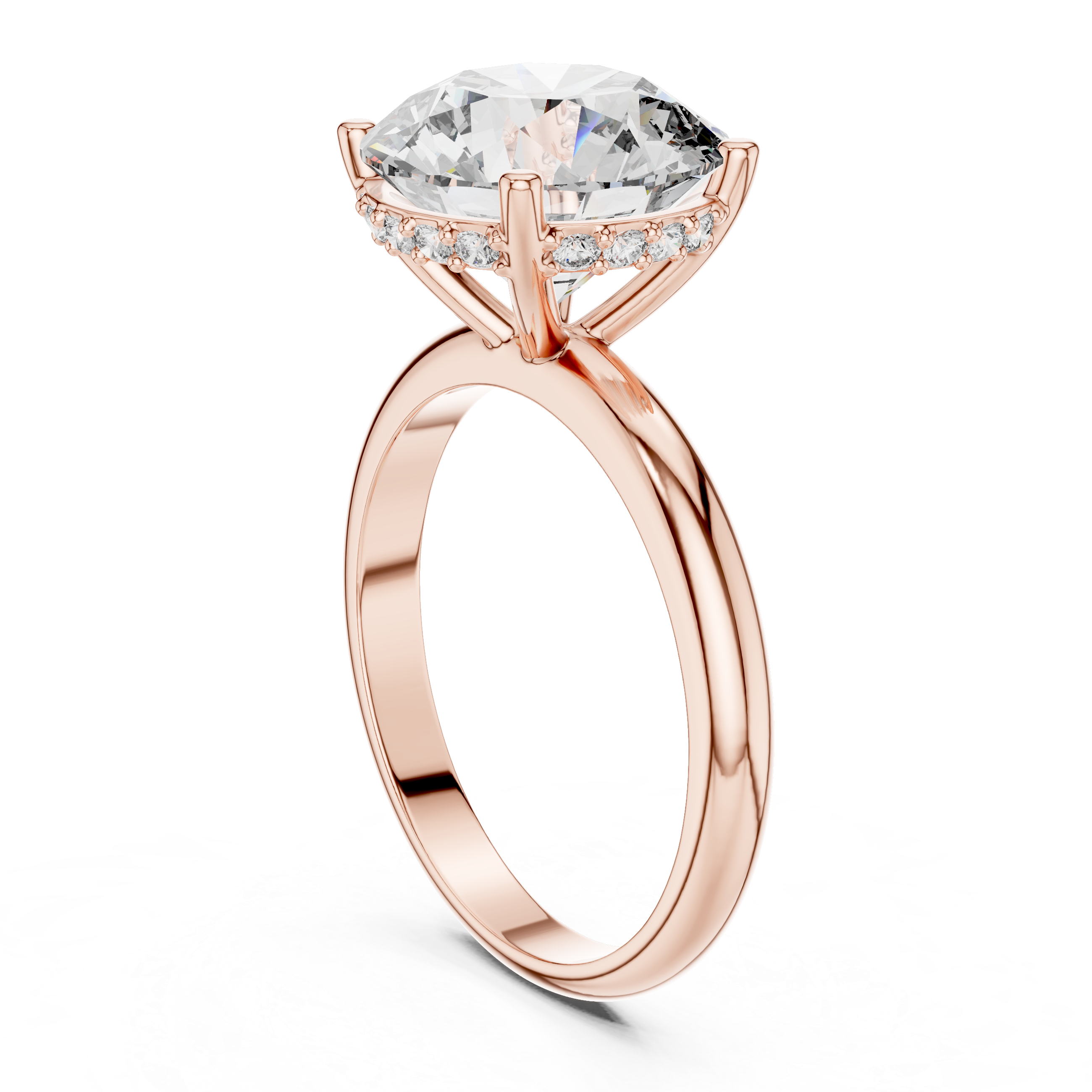 Round Cut Hidden Halo Lab Grown Diamond Ring