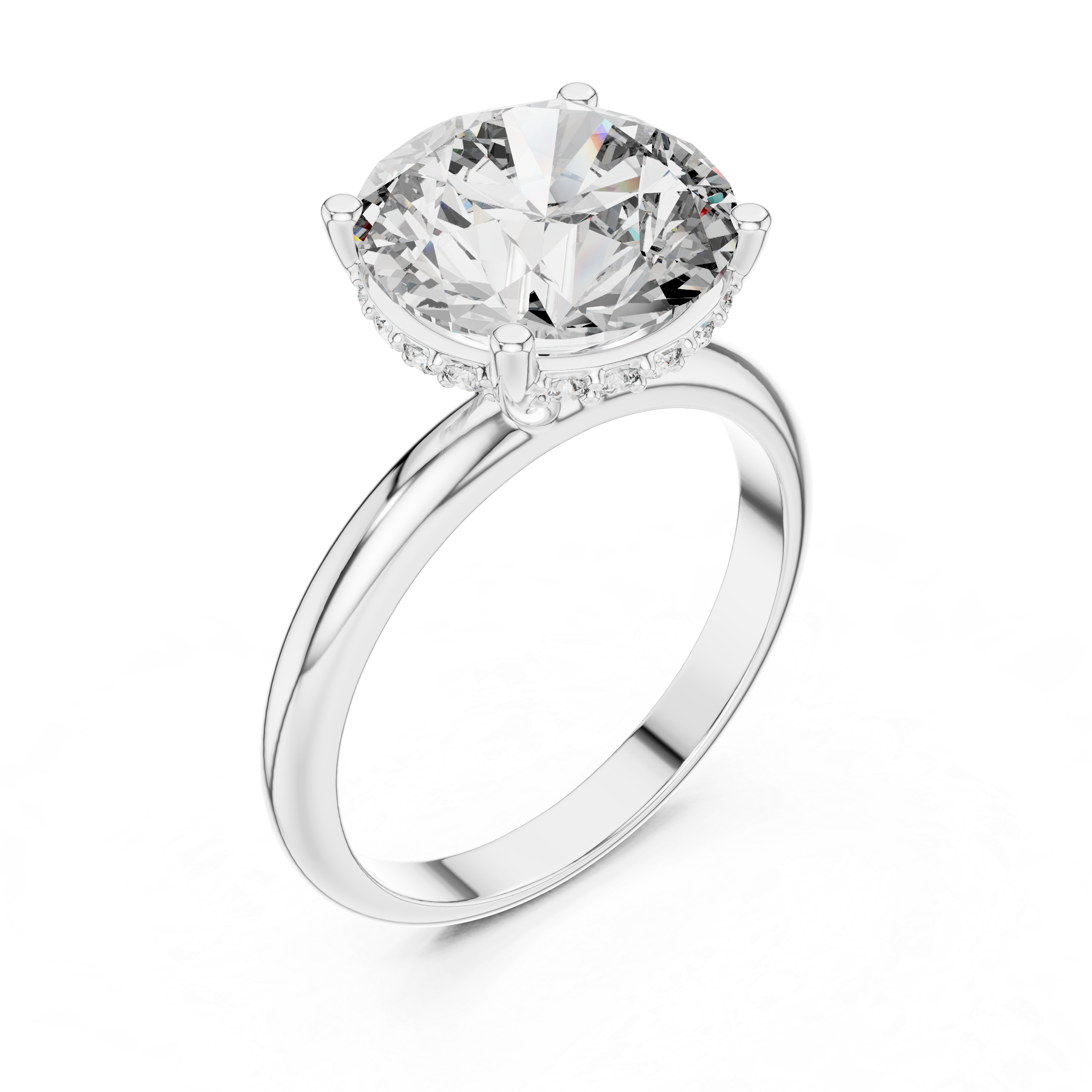 Round Cut Hidden Halo Lab Grown Diamond Ring