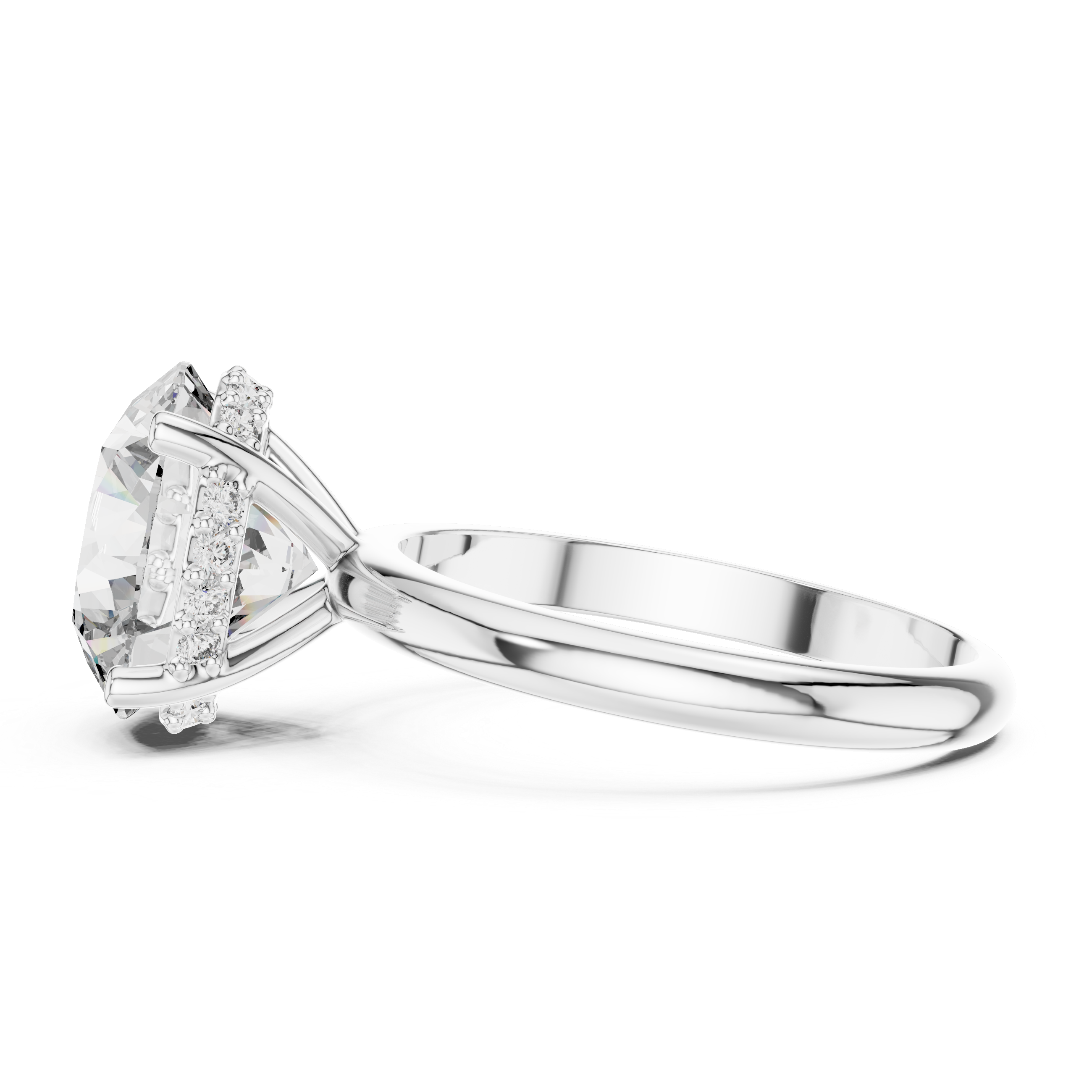 Round Cut Hidden Halo Lab Grown Diamond Ring