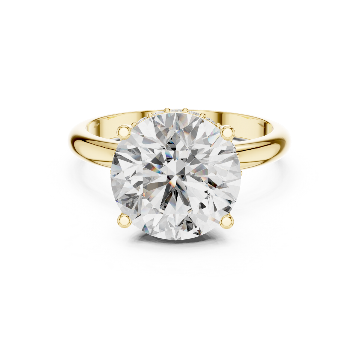 Round Cut Hidden Halo Lab Grown Diamond Ring