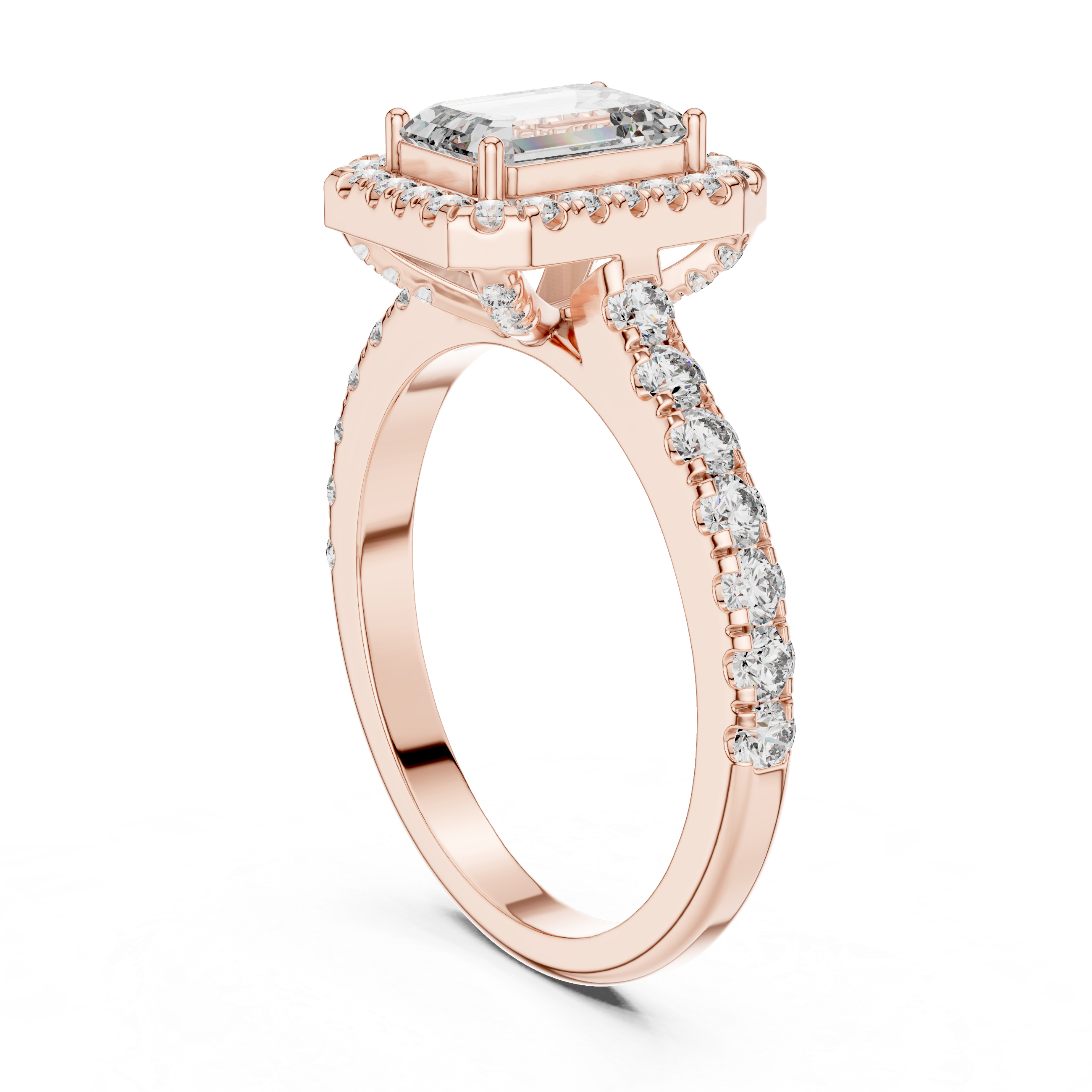 Emerald Cut Diamond Halo Engagement Ring